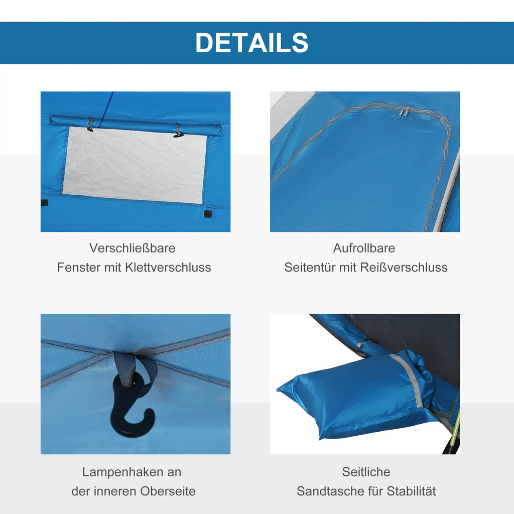 Outsunny Strandmuschel Pop-up 2 Personen mit Fenstern Himmelblau