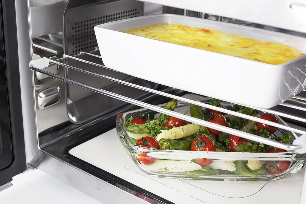 CASO MCG30 Ceramic chef Testsieger Haus & Garten Test, 3in1 Mikrowelle mit Grill + Heißluft 2100W 30L, Borosilikatglasboden, Backofen-Funktion bis 200°C