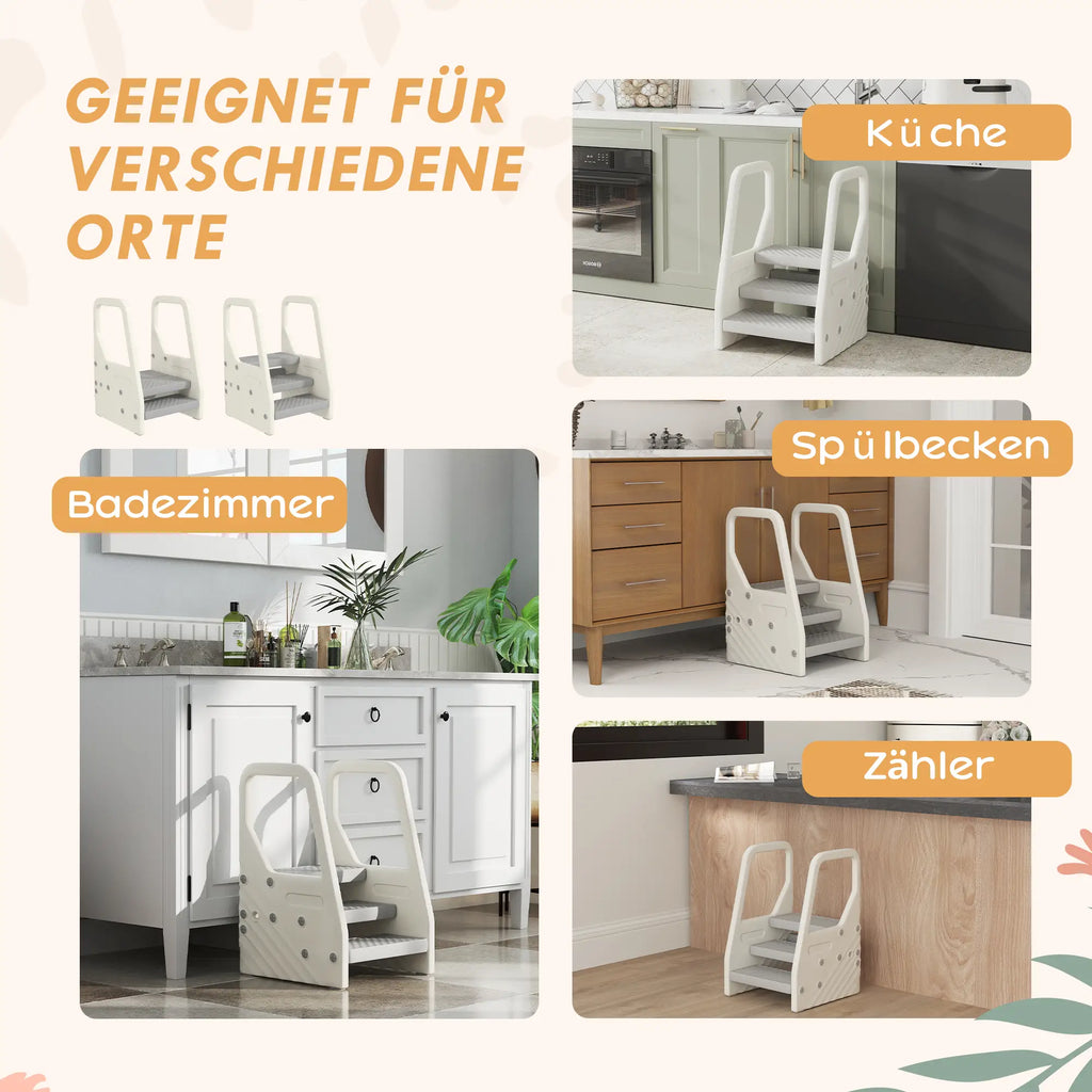 AIYAPLAY Tritthocker 3 Stufen höhenverstellbar – Grau