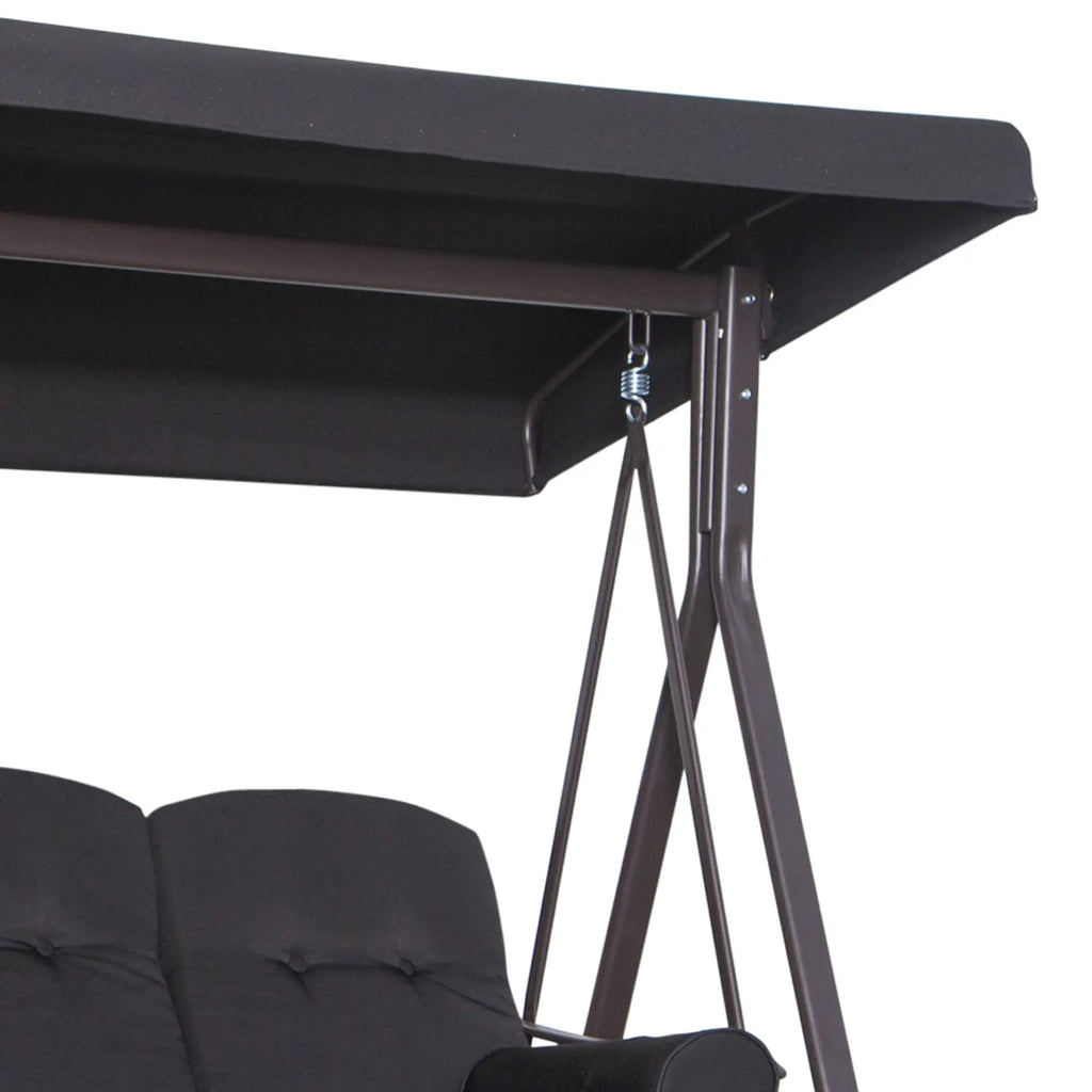 Outsunny 3-Sitzer Hollywoodschaukel mit Sonnendach & Kissen – Schwarz