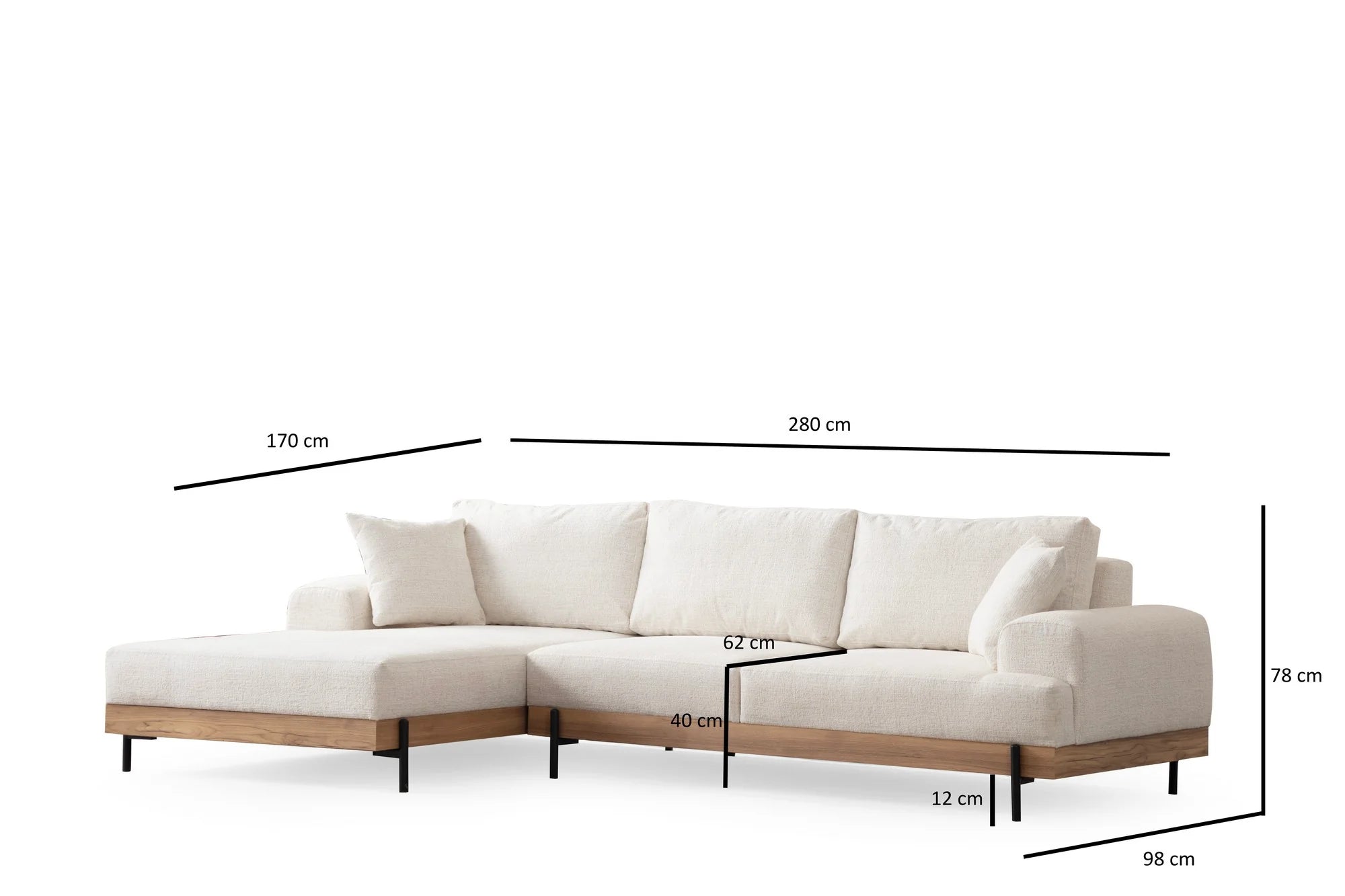 Eti Oak Left Ecksofa - Weiss