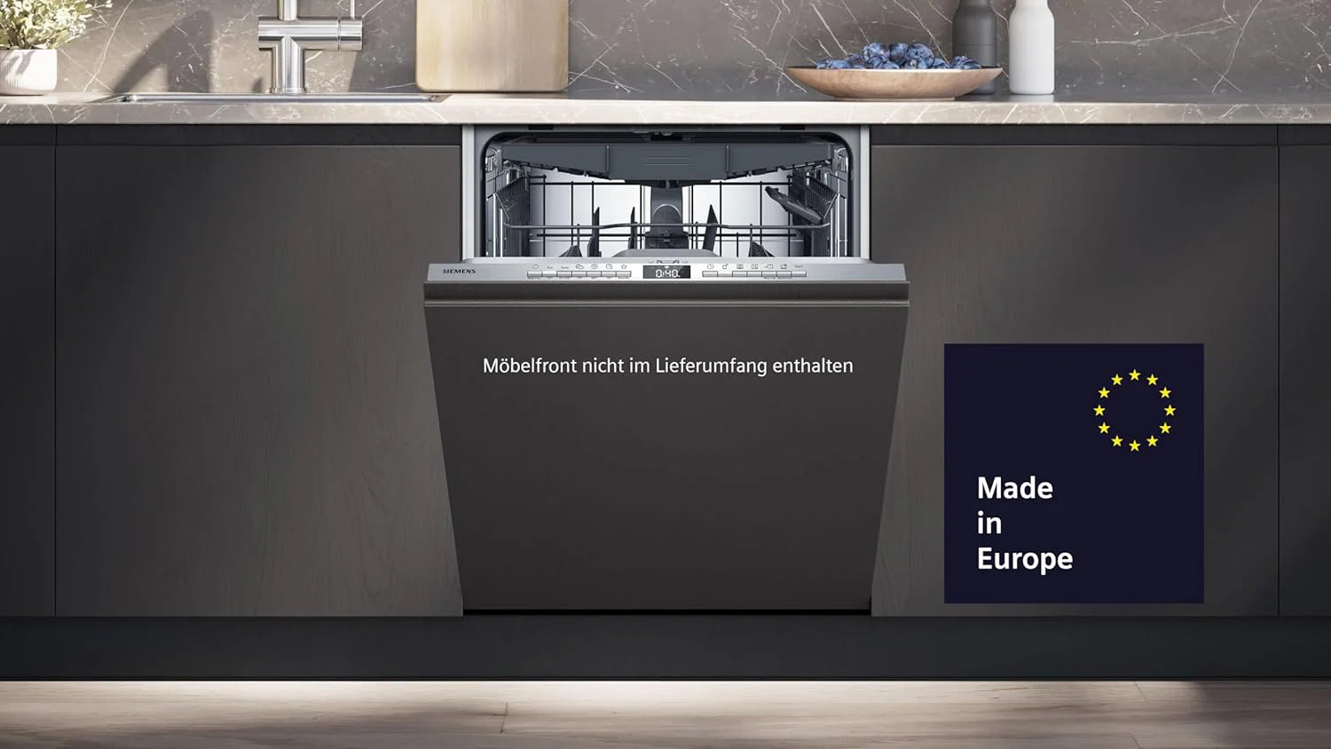 Siemens SN63EX06VE, iQ300 Smarter Geschirrspüler, Vollintegrierte Spülmaschine, 60 cm, Besteckschublade, Extra leise, varioSpeed, Automatische Türöffnung, Dreifach rackMatic, infoLight, intesiveZone