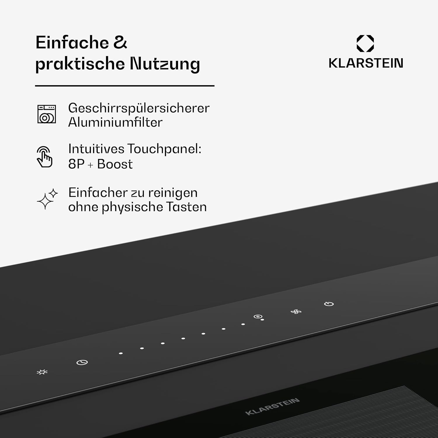 Klarstein Downdraft-Dunstabzugshaube, Versenkbare Abzugshaube, Leise Dunstabzugshauben mit Filter, Dunstabzugshaube 60cm, Umluft/Abluft Dunsthaube mit 10 Stufen, Dunstabzug 576 m³/h Luftstrom