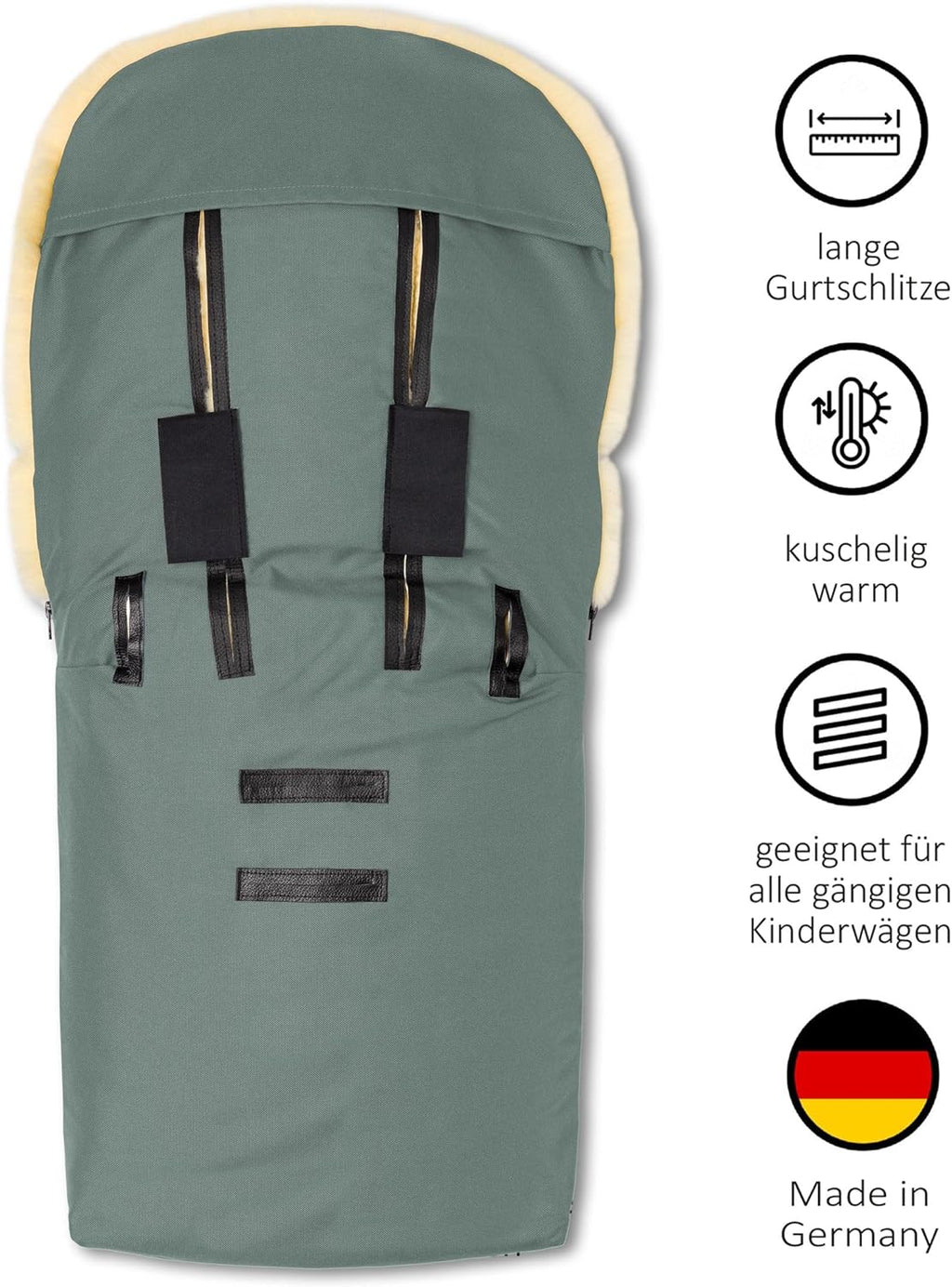 Hofbrucker Lammfell-Fußsack Putzi Kinderwagen, Buggy/Winterfußsack wind- & wasserabweisend/Warmer Fußsack Oberteil abnehmbar/echtes Lammfell/Made in Germany