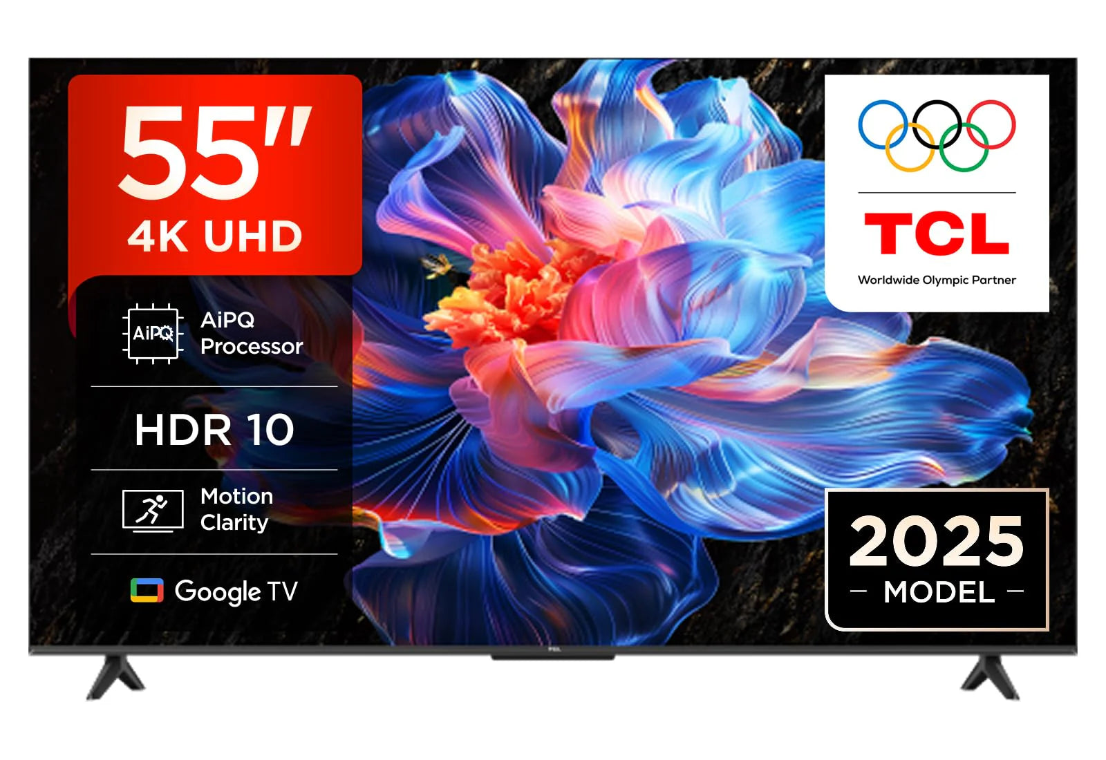 TCL 55V6C 55 Zoll Direct LED TV, 4K HDR Fernseher, Smart TV mithilfe von Google TV (Dolby Audio, Motion Clarity, Kompatibel mit Google Assistant & Alexa)