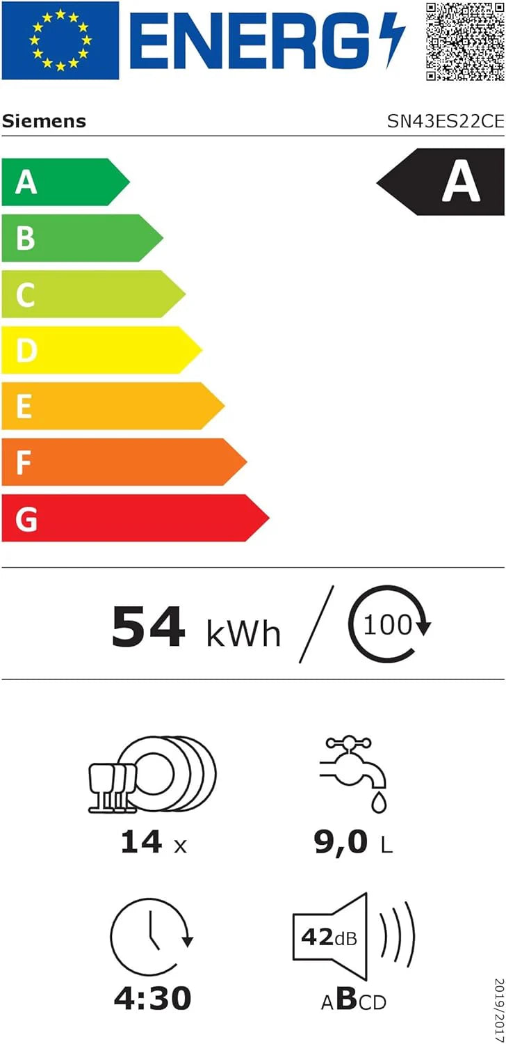 Siemens SN63EX14VE, iQ300 Smarter Geschirrspüler, Vollintegrierte Spülmaschine mit Besteckschublade, 60 cm, Auto Türöffnung dank autoOpen dry, Besonders leise durch iQdrive-Motor, infoLight aquaStop