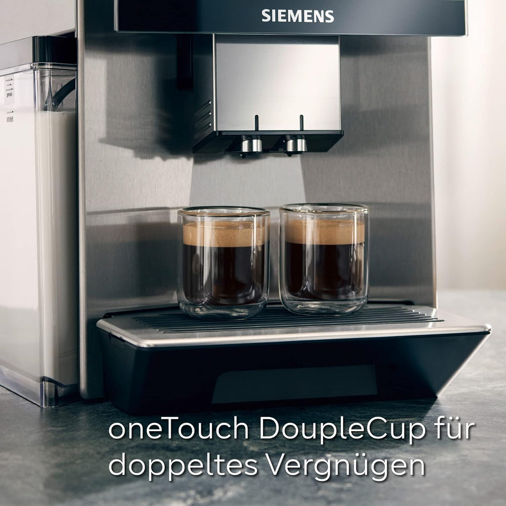 Siemens Kaffeevollautomat EQ900 TQ903D03, App-Steuerung, intuitives Full-Touch-Display, Barista-Modus, AromaBoost, Geräuschreduzierung, Premiummahlwerk, automatische Dampfreinigung, 1500 W, edelstahl