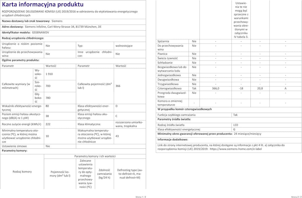Siemens GS54NAWCV iQ500 Gefrierschrank, 176 x 70 cm, 327 L, noFrost nie wieder abtauen, bigBox Platz für großes Gefriergut, varioZone flexible Glas-und Schubladen, Weiß