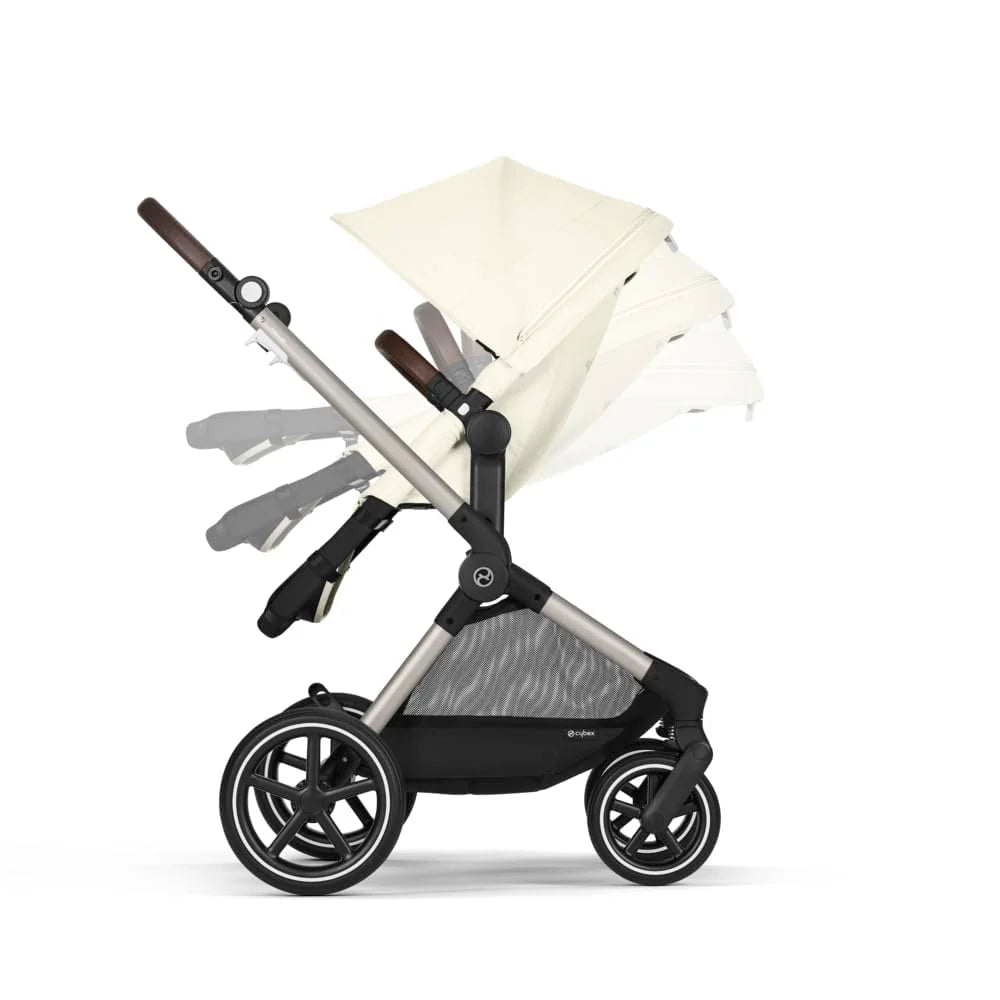 CYBEX Gold Kinderwagen EOS Lux 2-in-1 mit Babyschale Aton B2 i-Size und Babyschalen-Adapter, Reisesystem, Ab Geburt bis 22 kg (ca. 4 Jahre), Moon Black (Schwarz)