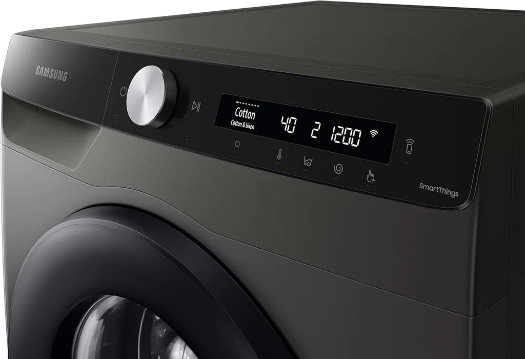 Samsung Waschmaschine, 8 kg, 1400 U/min, Ecobubble, Automatische Waschmittel- und Weichspülerdosierung, Inox/Schwarz, WW80T534AAXAS2