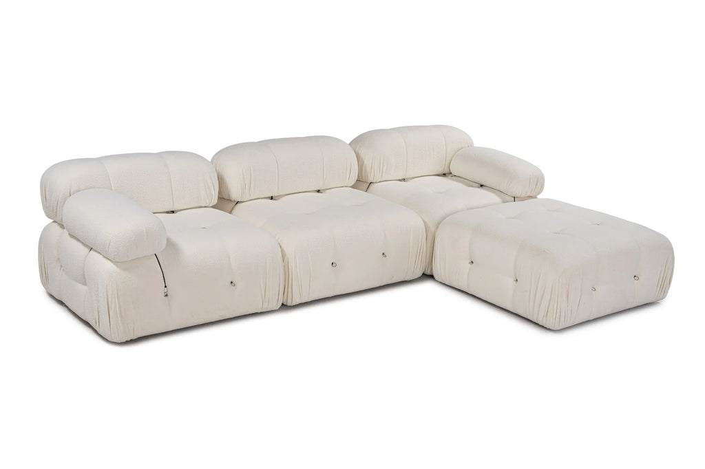 Bubble Beige L1 Ecksofa - Weiss