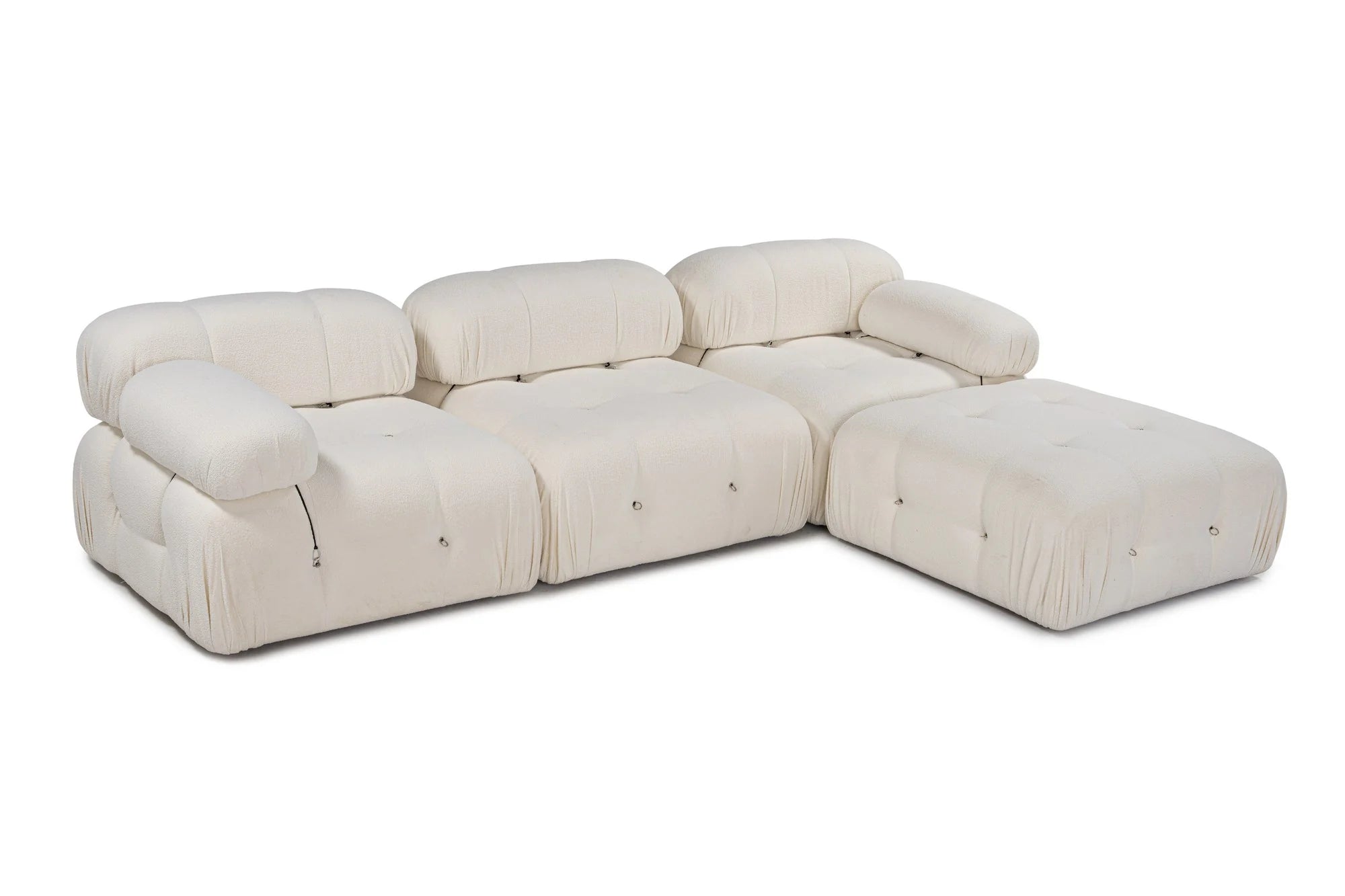 Bubble Beige L1 Ecksofa - Weiss