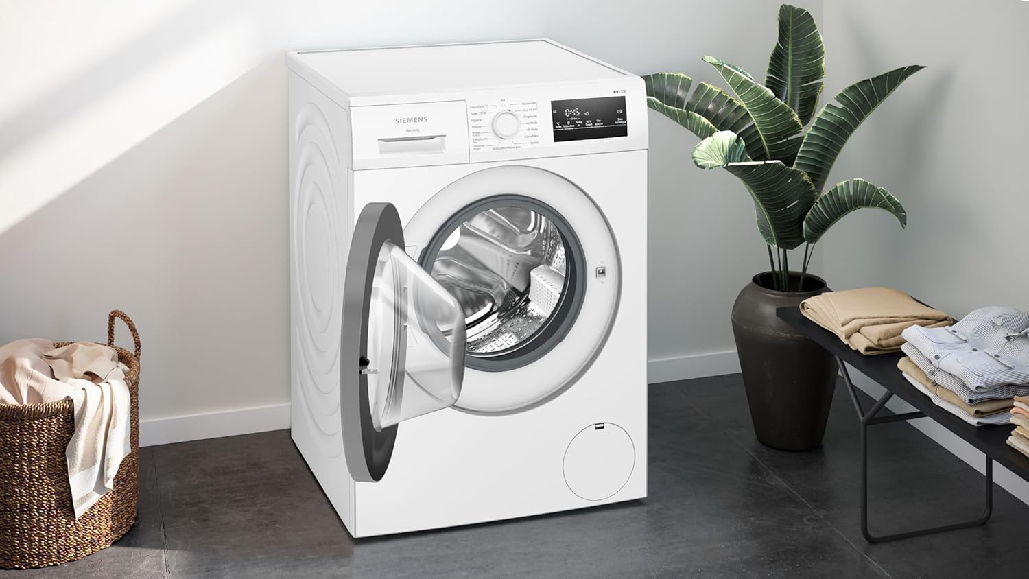 Siemens WM14N223 Waschmaschine iQ300, Frontlader mit 7kg Fassungsvermgen, 1400 UpM, speedPack L, LED-Display,Outdoor-Programm, Wei, 60cm