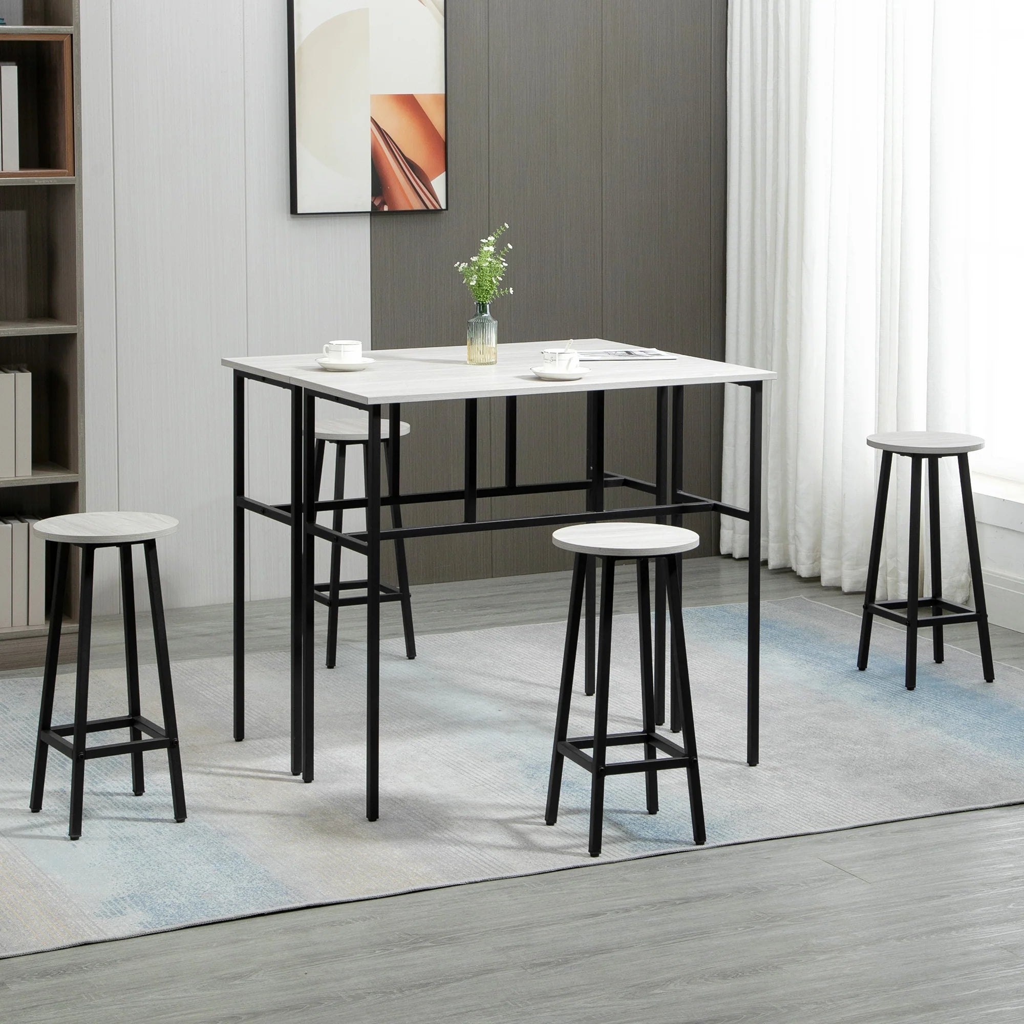 HOMCOM Bartisch-Set 6-teilig kombinierbar platzsparend Essgruppe