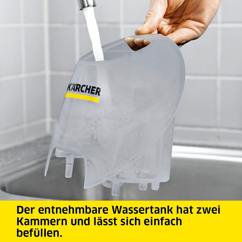 Krcher Dampfreiniger SC 5 EasyFix Iron Plug mit Heiwasser-Zuschaltung, Dampfdruck: 4,2 bar, Aufheizzeit: 3 min., Flche: ca. 150 m, Tank: 0,5 l + 1,5 l, Bodenreinigungsset EasyFix und Düsen