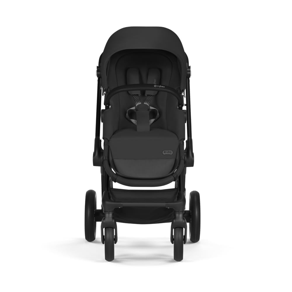CYBEX Gold Kinderwagen EOS Lux 2-in-1 mit Babyschale Aton B2 i-Size und Babyschalen-Adapter, Reisesystem, Ab Geburt bis 22 kg (ca. 4 Jahre), Moon Black (Schwarz)