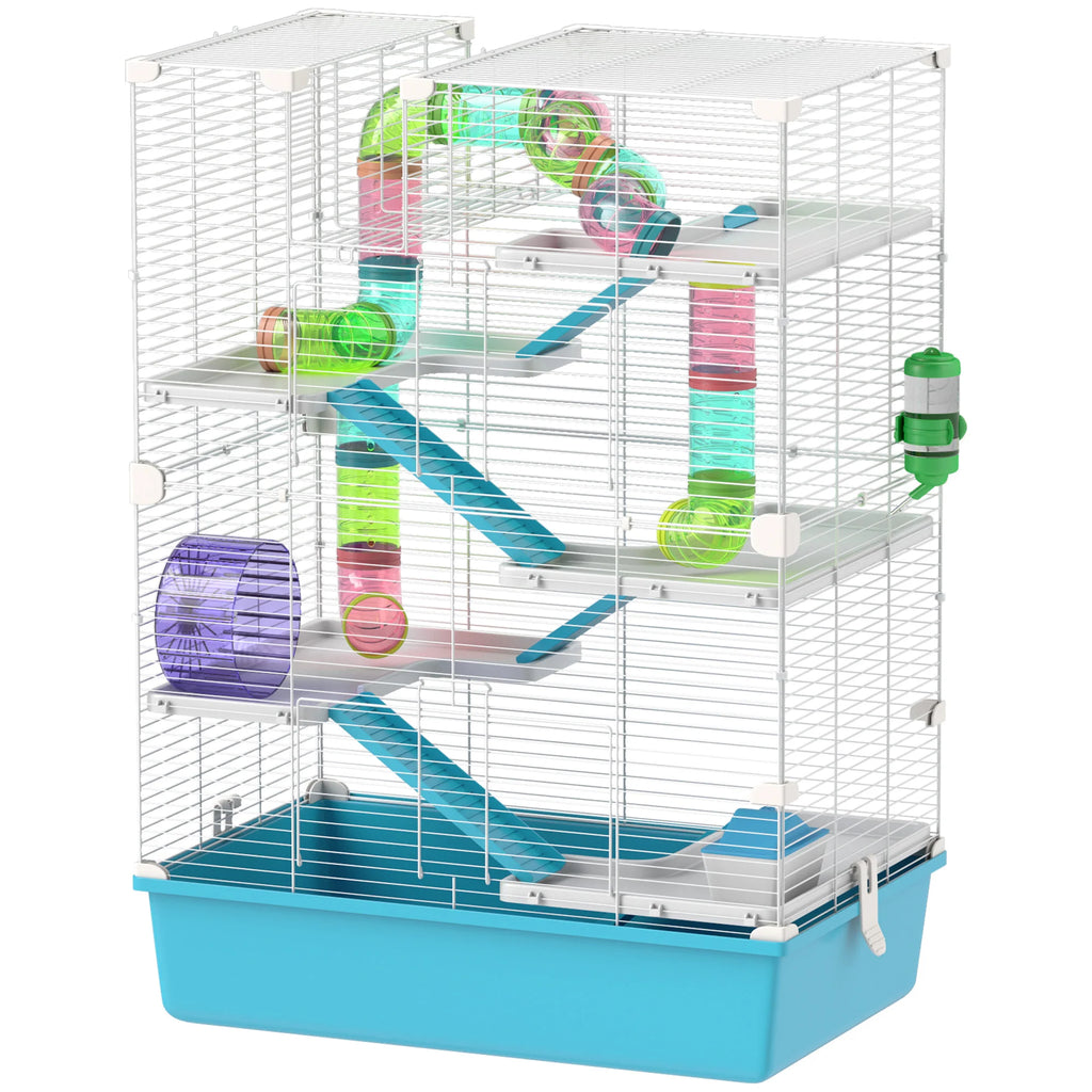 PawHut Hamsterkäfig Kleintierkäfig 6 Etagen Röhrensystem Doppel-Turm