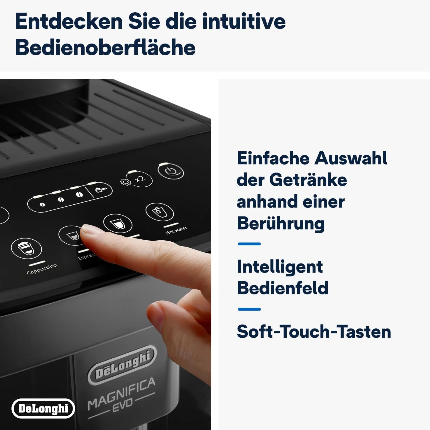 De'Longhi Magnifica Evo Next ECAM312.80.TB, Kaffeevollautomat mit 13 Getränken (Cappuccino, Espresso, Latte Macchiato), 2,4'' TFT Farbdisplay, LatteCrema Milchsystem, 2-Tassen-Funktion, Titan