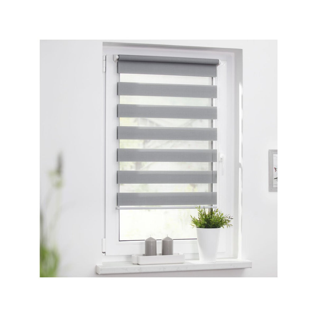 Lichtblick Klemmfix Duo-Rollo, Sonnen- und Sichtschutz, Lichtregulierung, ohne Bohren, Grau, 120 cm, 150 cm - B-Ware neuwertig
