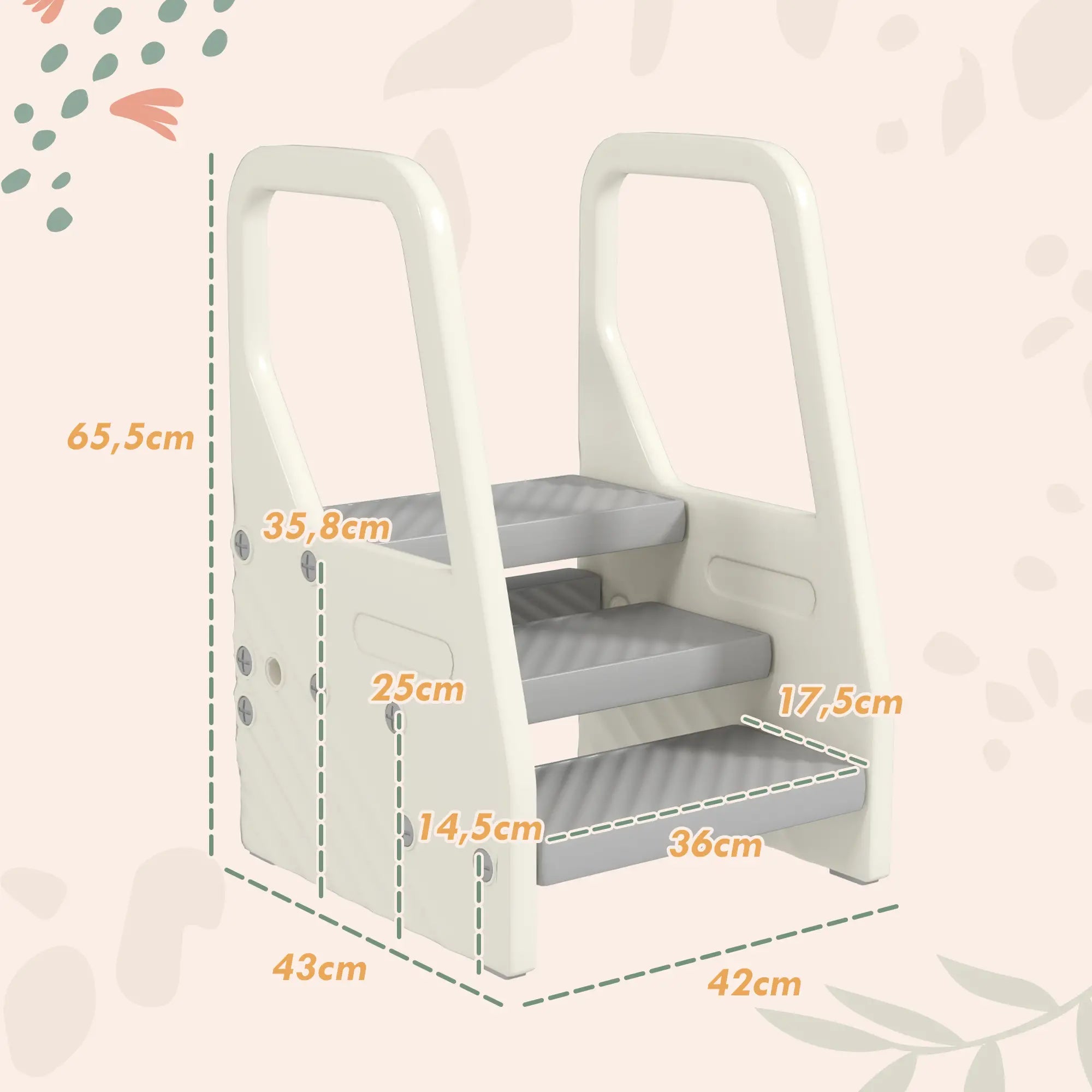 AIYAPLAY Tritthocker 3 Stufen höhenverstellbar – Grau