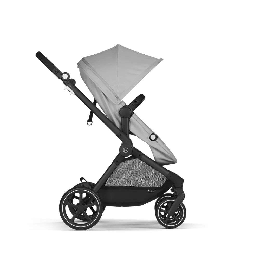 CYBEX Gold Kinderwagen EOS Lux 2-in-1 mit Babyschale Aton B2 i-Size und Babyschalen-Adapter, Reisesystem, Ab Geburt bis 22 kg (ca. 4 Jahre), Moon Black (Schwarz)