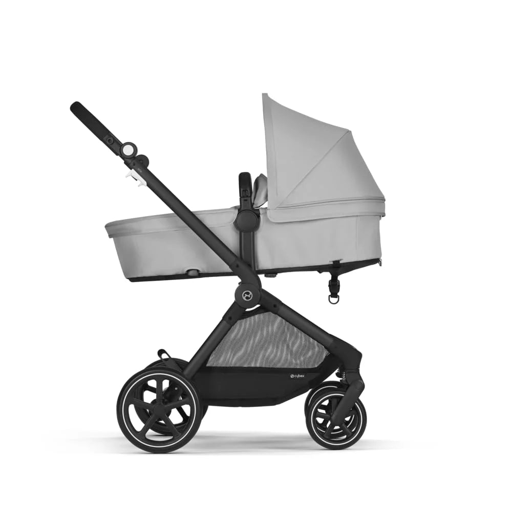 CYBEX Gold Kinderwagen EOS Lux 2-in-1 mit Babyschale Aton B2 i-Size und Babyschalen-Adapter, Reisesystem, Ab Geburt bis 22 kg (ca. 4 Jahre), Moon Black (Schwarz)
