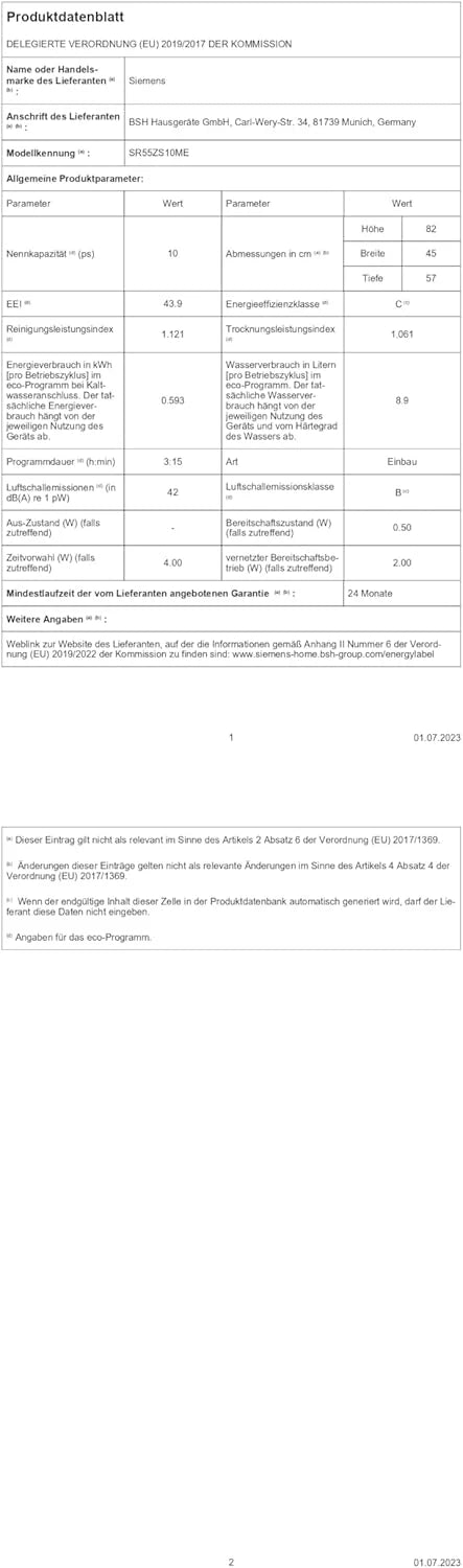 Siemens SR65YX08ME, iQ500 Smarter Geschirrspüler Vollintegriert, 45 cm breit, Besteckschublade, Zeolith, extra leise, aquaStop, automatische Türöffnung nach Programmende, varioSpeed, Innenbeleuchtung