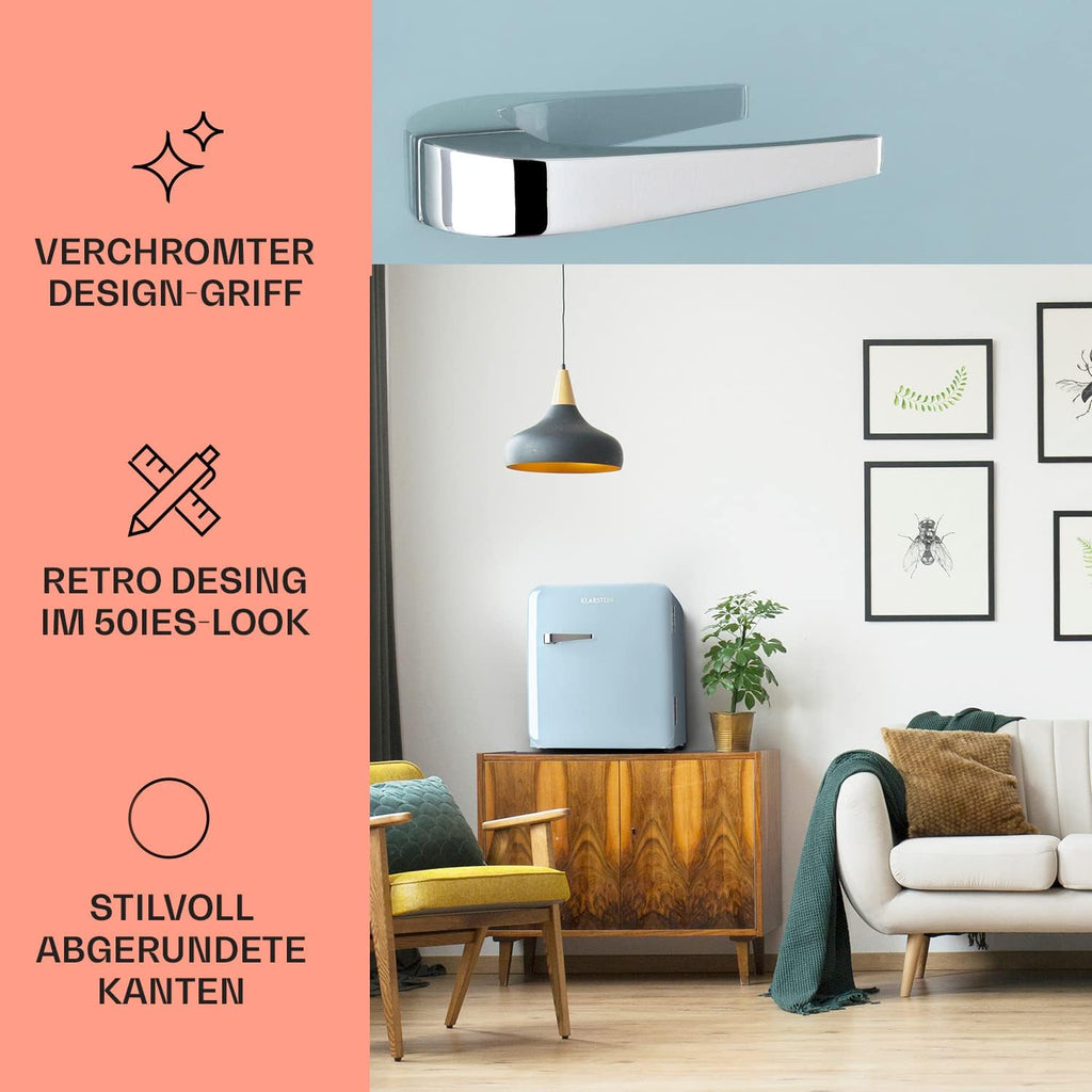 Klarstein Audrey Mini - kleiner Kühlschrank, kompakte Mini-Bar, freistehend, Kompressionskühlung, Fassungsvermögen, Kühlung: 0-10 °C, Mini-Kühlschrank mit 70 Liter Fassungsvermögen, rot