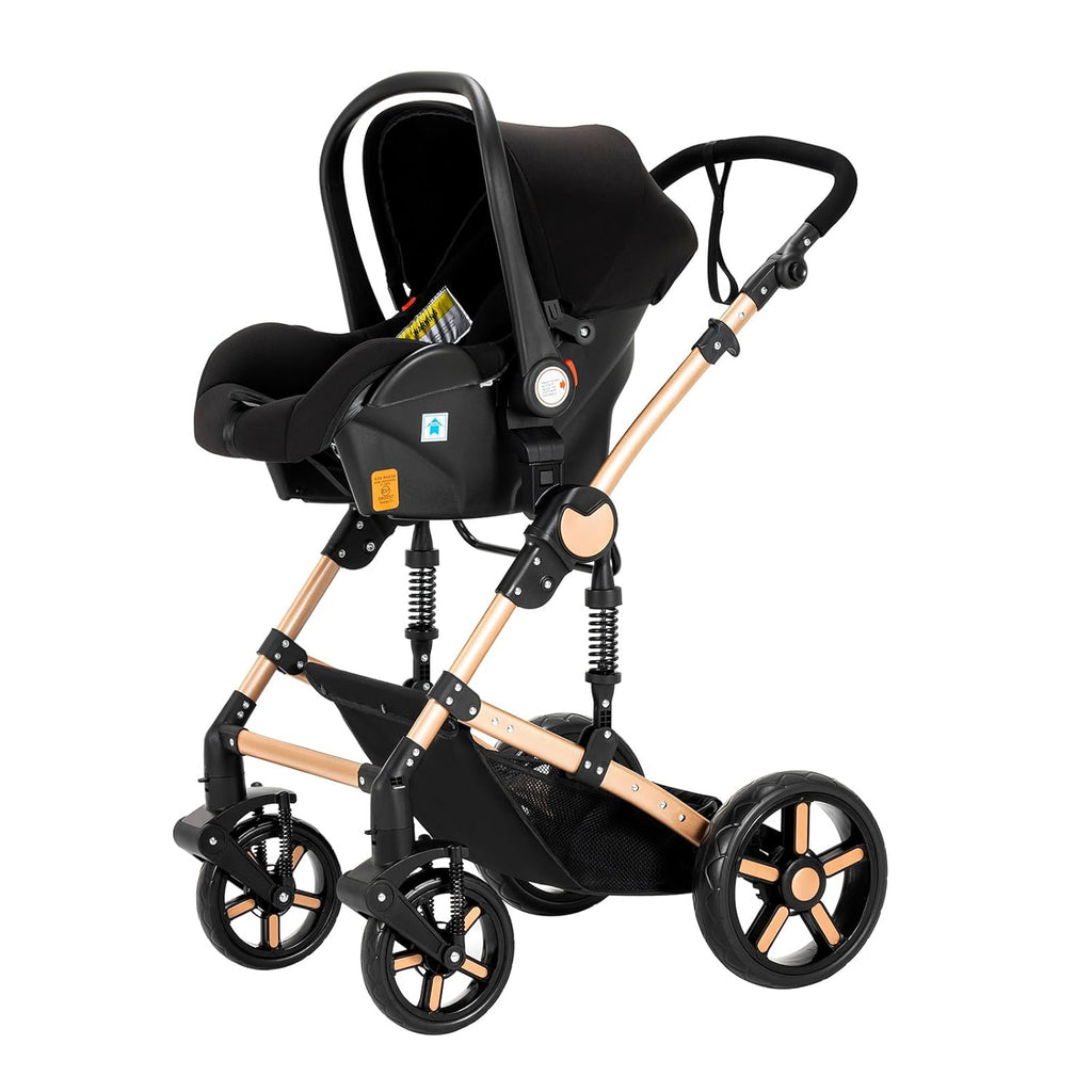 3 in 1 Kombikinderwagen 3 in 1 Reisesysteme Kinderwagen Infant Hochlandschaft Liegender Buggy Kinderwagen Neugeborenen Kinderwagen Faltbarer Standardkinderwagen (906 White)