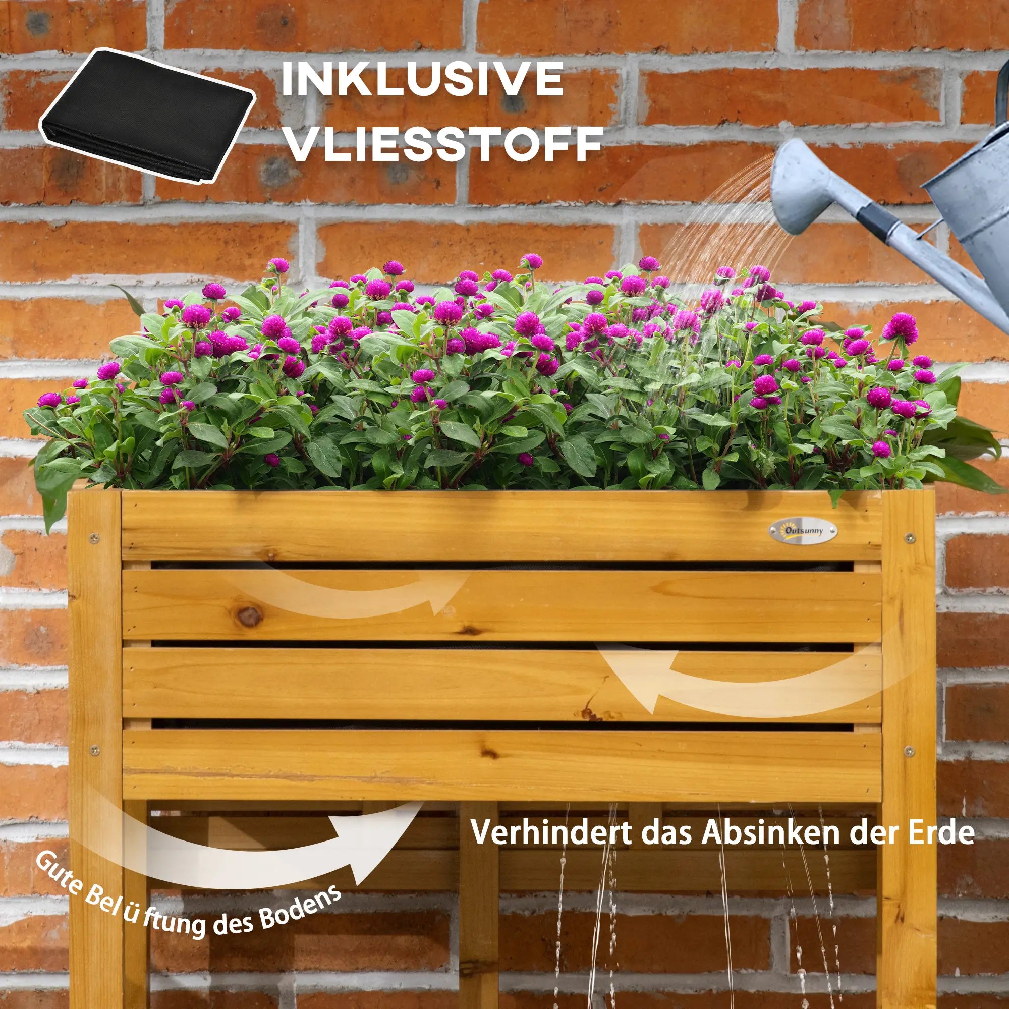 Outsunny Hochbeet Pflanzkasten klappbar erhöht Massivholz