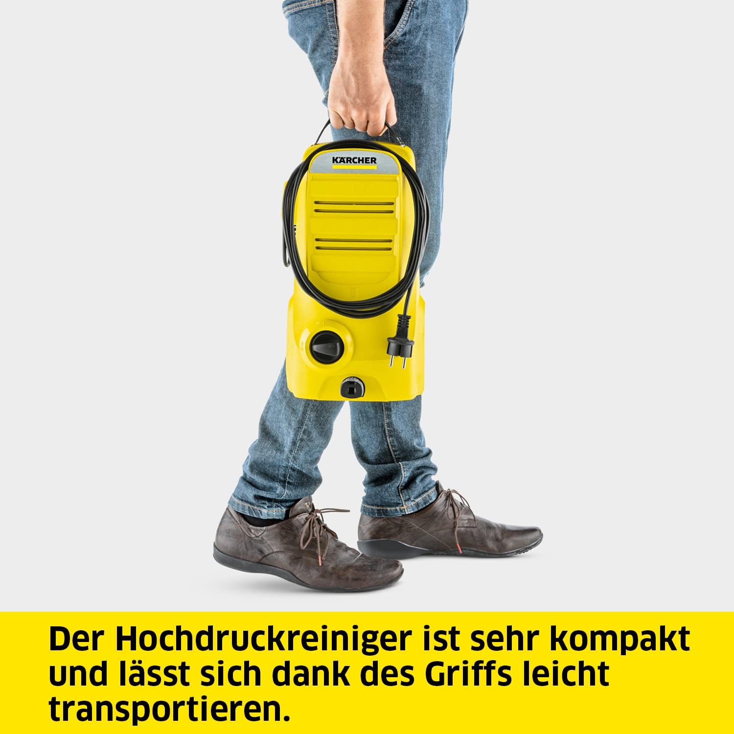 Krcher Hochdruckreiniger K Mini, leicht und kompakt, Druck: max. 110 bar, Durchfluss: 360 l/h, Flche: 20 m/h, Gewicht: 3,93 kg, Hochdruckpistole, Dreckfrser, Strahlrohr, Wasserfilter,Schwarz, Gelb
