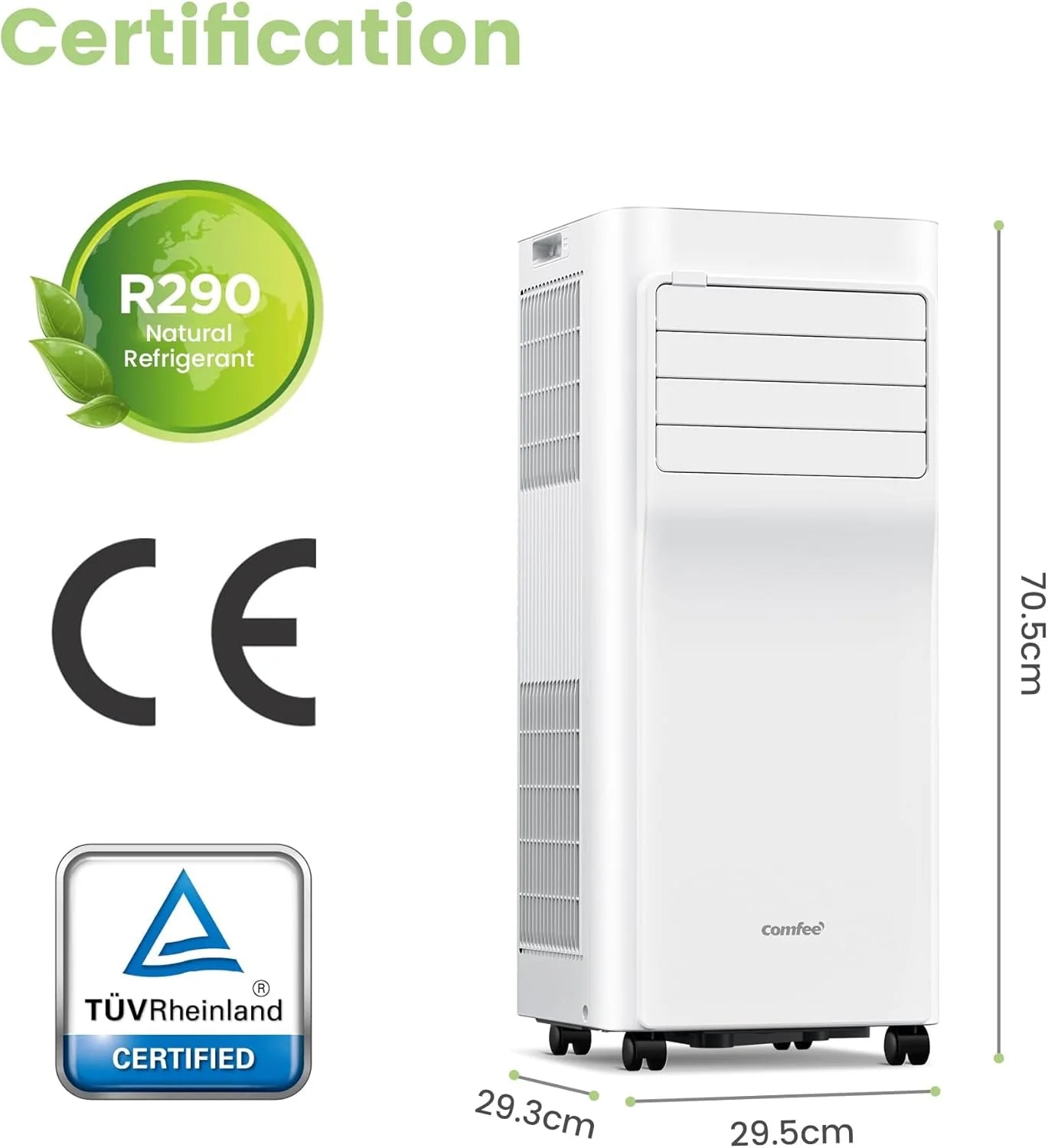 Comfee Mobiles Klimagert Easy Cool 2.0, 7000 BTU 2,0kW, Kühlen&Ventilieren&Entfeuchten, Raumgre bis 68m(25㎡), APP-Steuerung/Alexa/Google Home/IFTTT, Mobile Klimaanlage mit Abluftschlauch