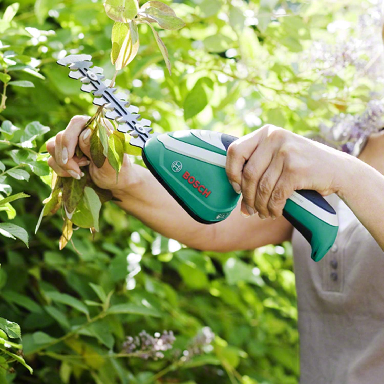 Bosch Akku Grasscheren Set Isio (3,6 Volt, Messerlnge 12 cm, Messerabstand 8 mm, mit XL-Gartenhandschuhen inklusive, in Softcase) – Amazon Edition