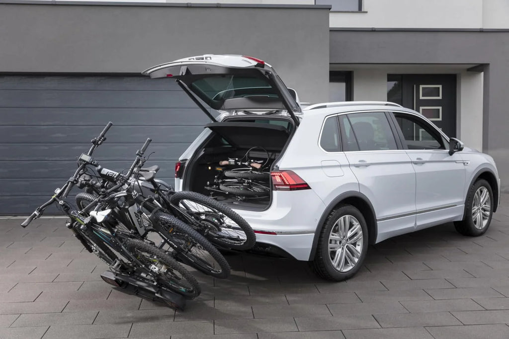 Fischer Kupplungs-Fahrradträger ProlineEvo 2, für 2 Fahrräder bis 60kg Nutzlast, E-Bike geeignet, vormontiert, abschließbar, faltbar