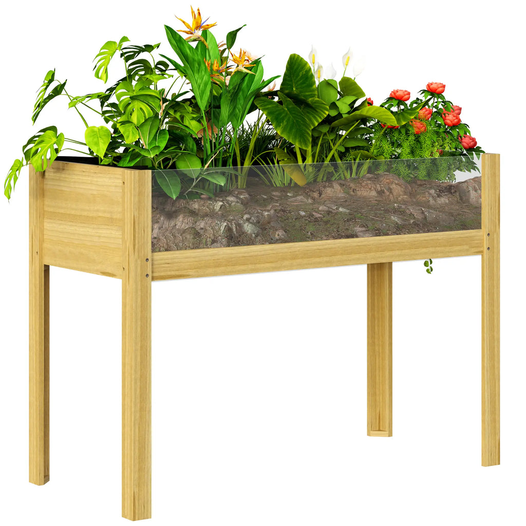 Outsunny Hochbeet mit Acrylplatten & Ablauflöchern, 110 × 50 × 80 cm