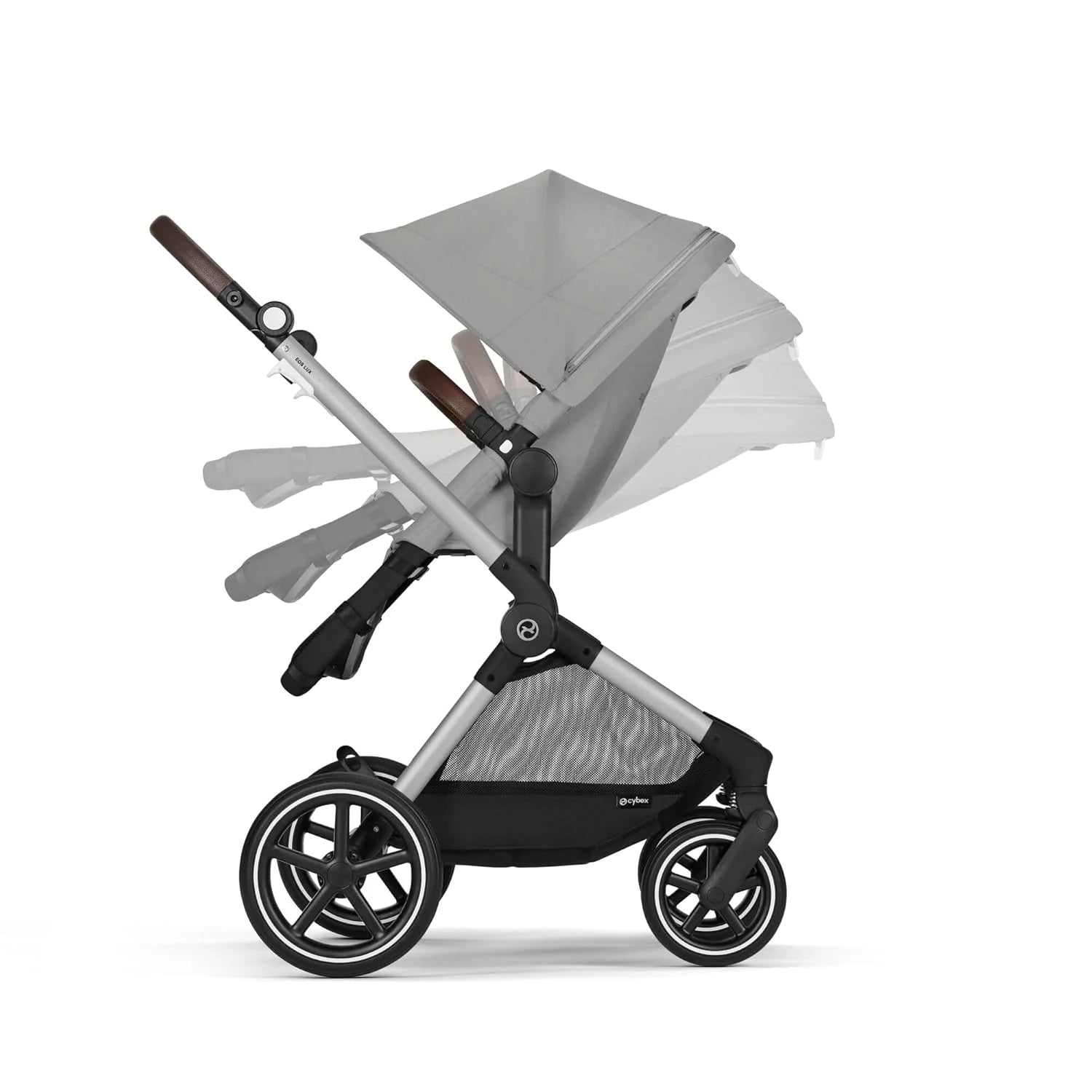 CYBEX Gold Kinderwagen EOS Lux 2-in-1 mit Babyschale Aton B2 i-Size und Babyschalen-Adapter, Reisesystem, Ab Geburt bis 22 kg (ca. 4 Jahre), Moon Black (Schwarz)