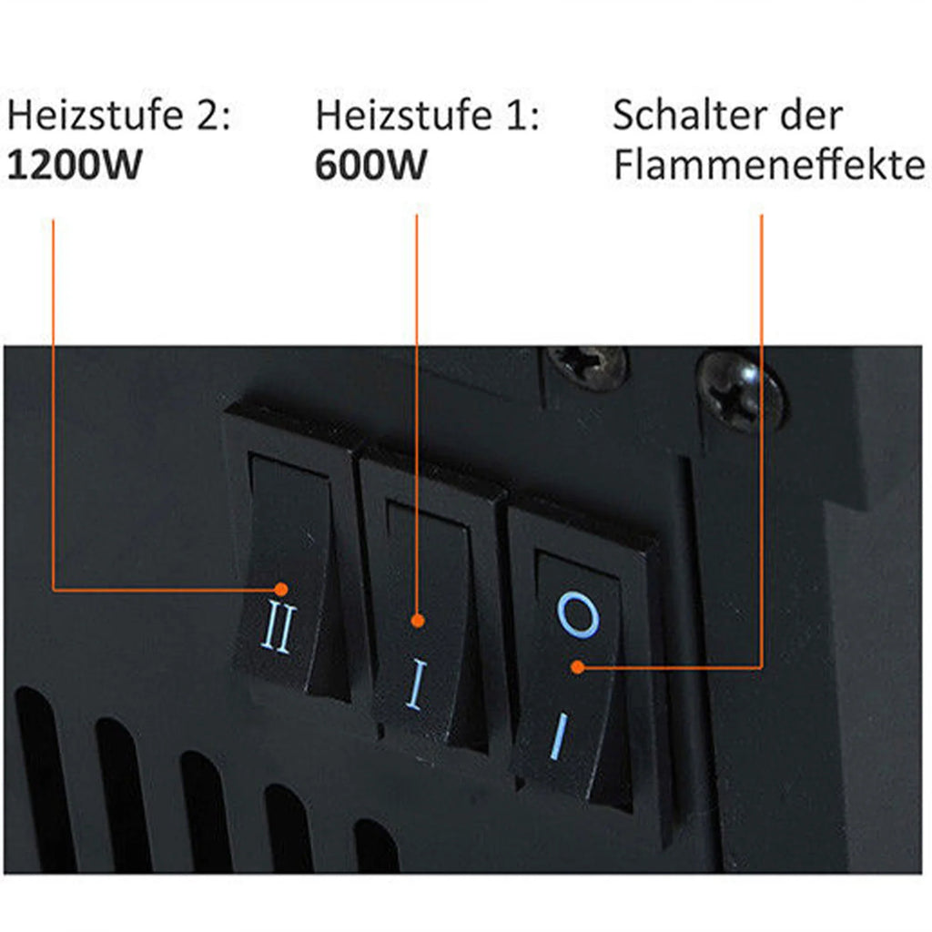 HOMCOM Elektrokamin mit Flammeneffekt & 2 Heizstufen