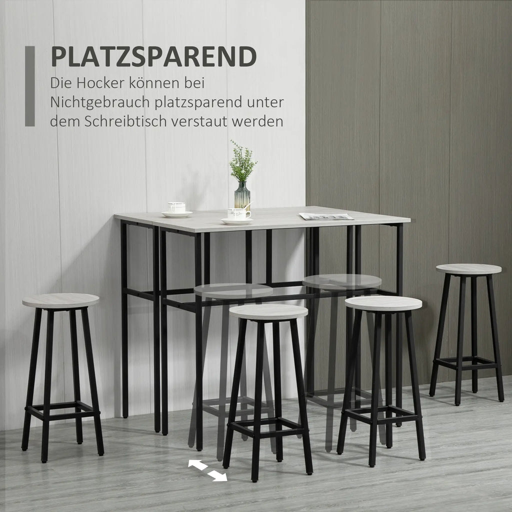 HOMCOM Bartisch-Set 6-teilig kombinierbar platzsparend Essgruppe