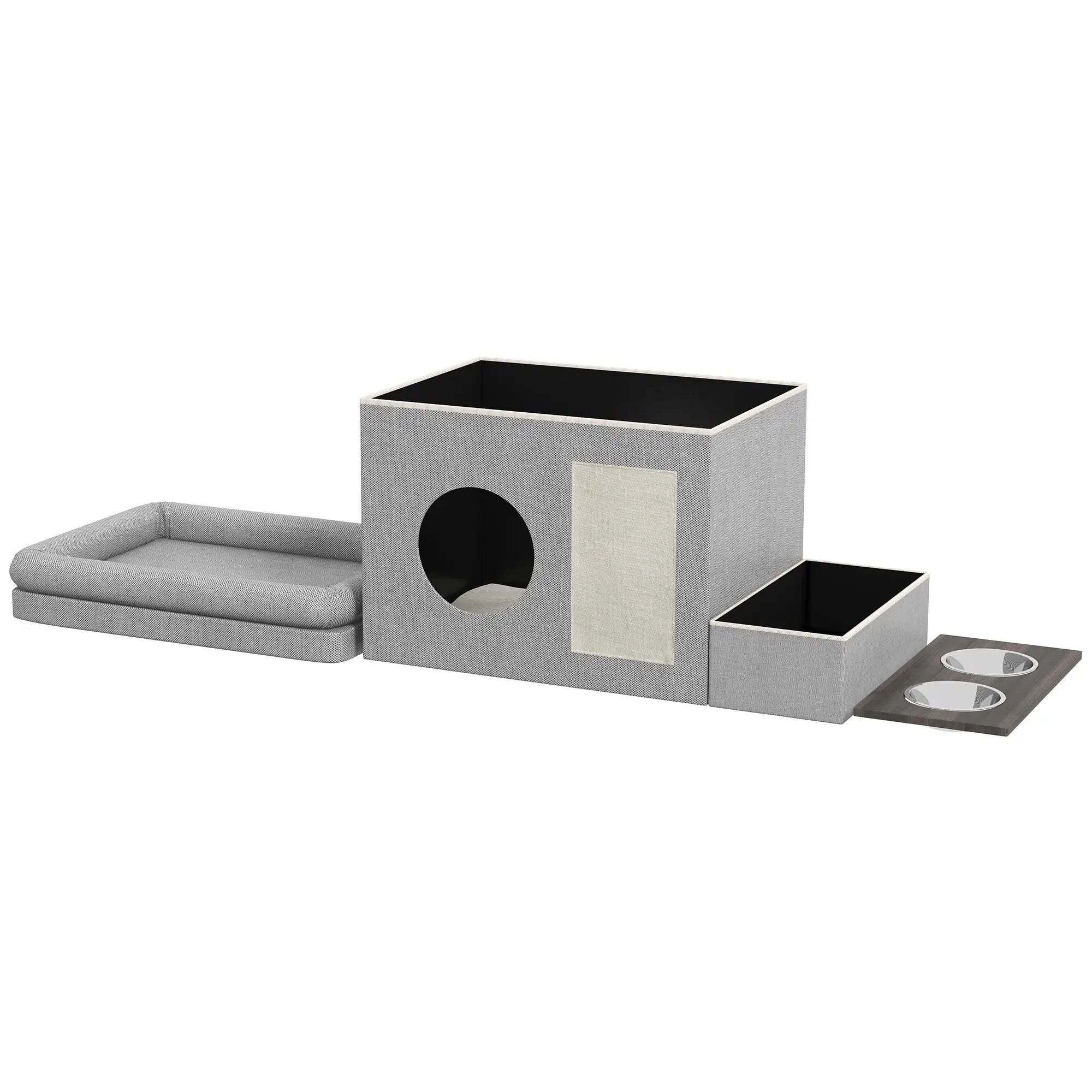 Edelstahl Futternapf Set 2 Näpfe Grau 78x48x49,5 cm