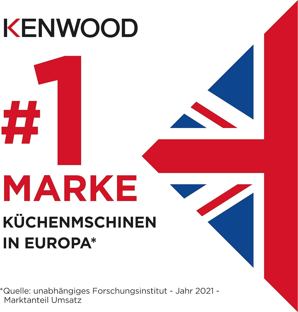 Kenwood kMix KMX750RD Küchenmaschine, 5 l Edelstahl Schüssel, Safe-Use-Sicherheitssystem, Metallgehuse, 1000 Watt, inkl. 3-Teiligem Patisserie-Set und Spritzschutz, Rot