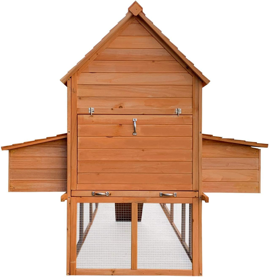 Wiltec Hühnerstall 3100 x 1500 x 1500 mm braun mit Freilauf und Nistkästen aus Holz, Hühnerhaus mit Unterschlupf, Gitter und Kotwanne verzinkt