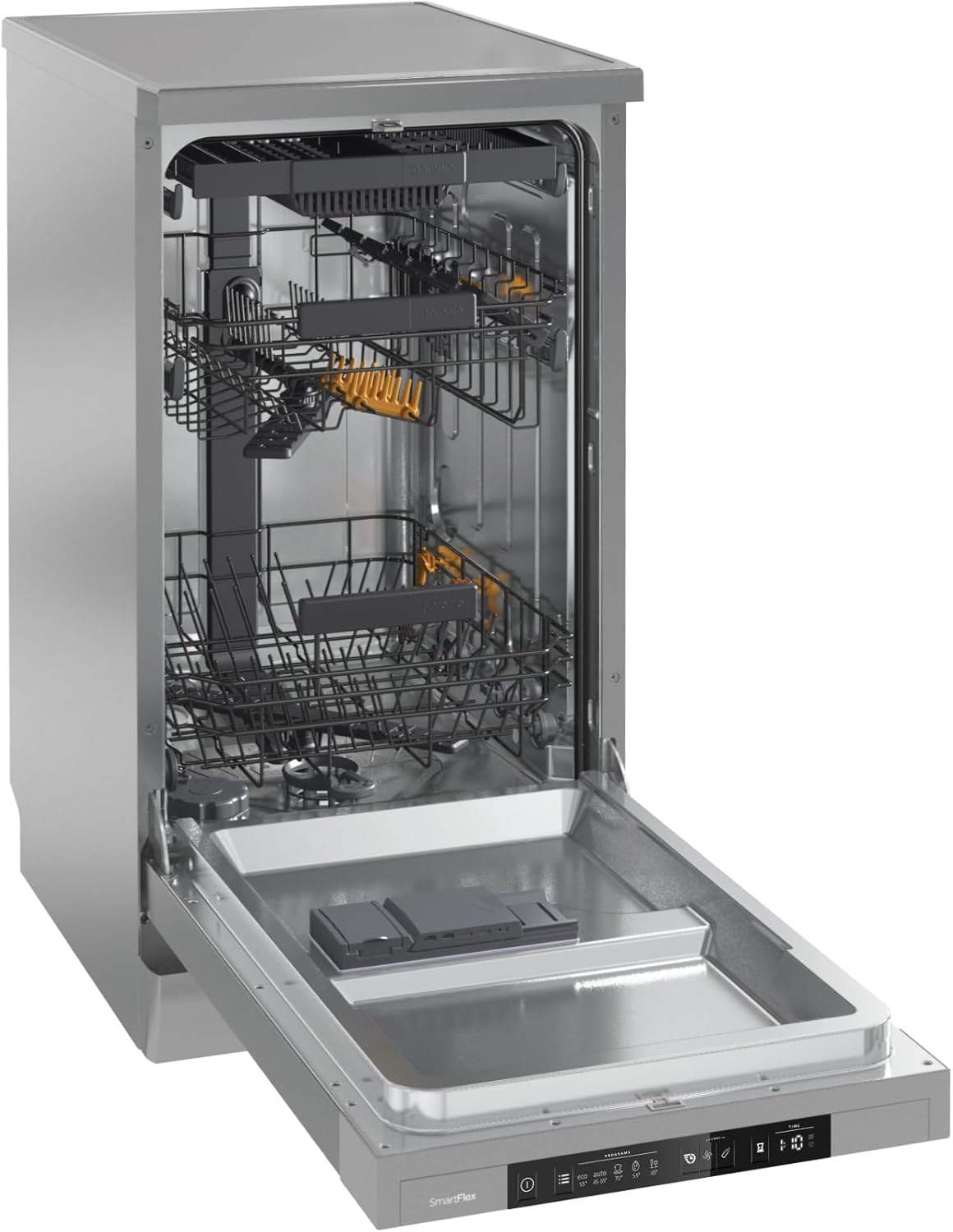Gorenje GS 541D10 X Freistehender Geschirrspüler / SuperSilent / 11 Maßgedecke / 5 Programme / Programmanzeige / TotalDry / Silber, 45 cm breit