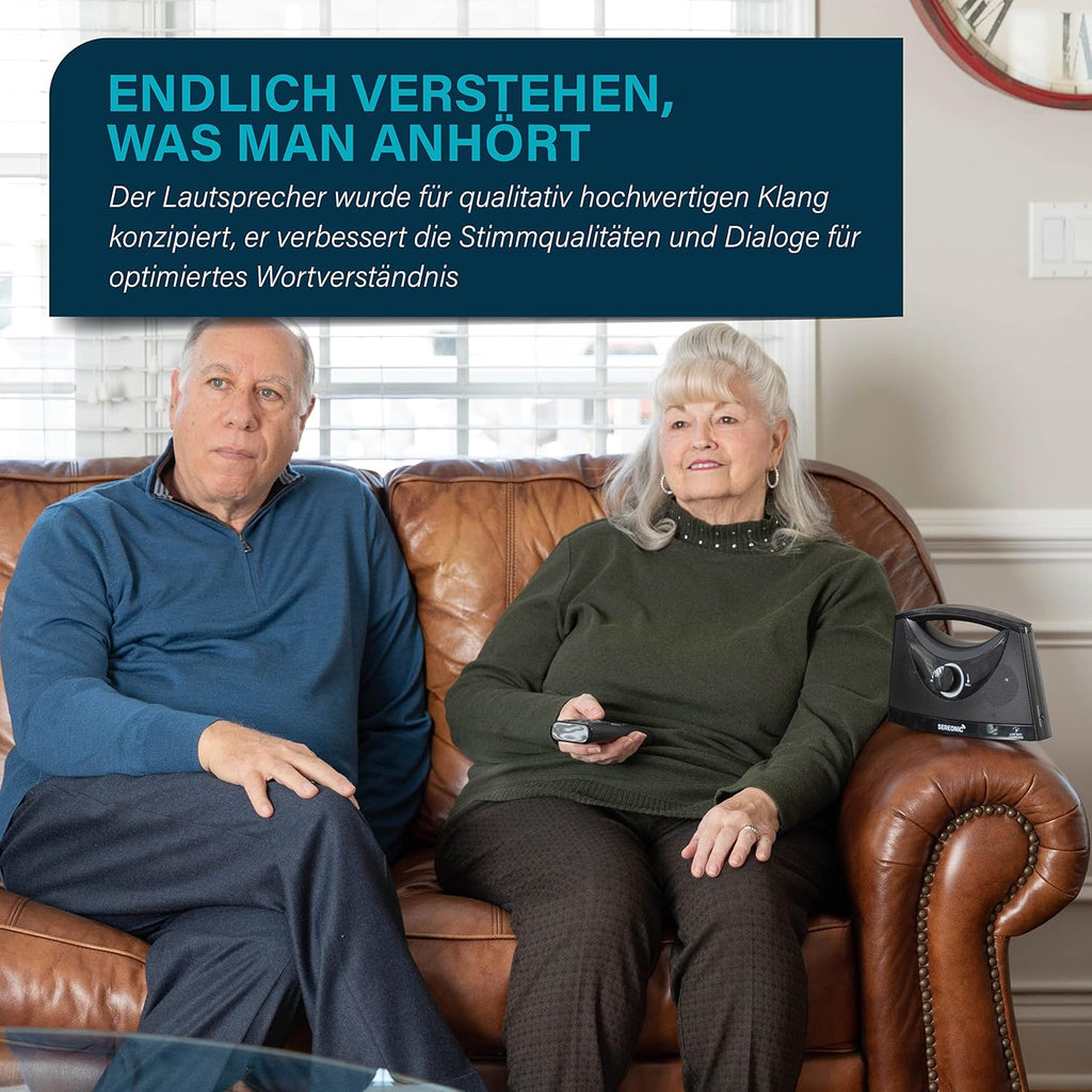 SEREONIC Tragbare Kabellose TV Lautsprecher für Smart TV – Idealer Lautsprecher für Fernseher ohne Dröhnenden Klang – Kabelloser TV Lautsprecher für Hörbeeinträchtigte und Senioren – Reichweite 30 m