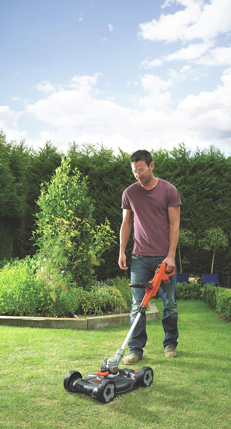 BLACK+DECKER 3-in-1 Multi-Trimmer-Set Rasentrimmer mit Akku Rasenkantenschneider (18V 2,0Ah Rasentrimmer mit Rasenmäheraufsatz, speziell für kleinste Rasenflächen und schwieriges Gelände) STC1820CM