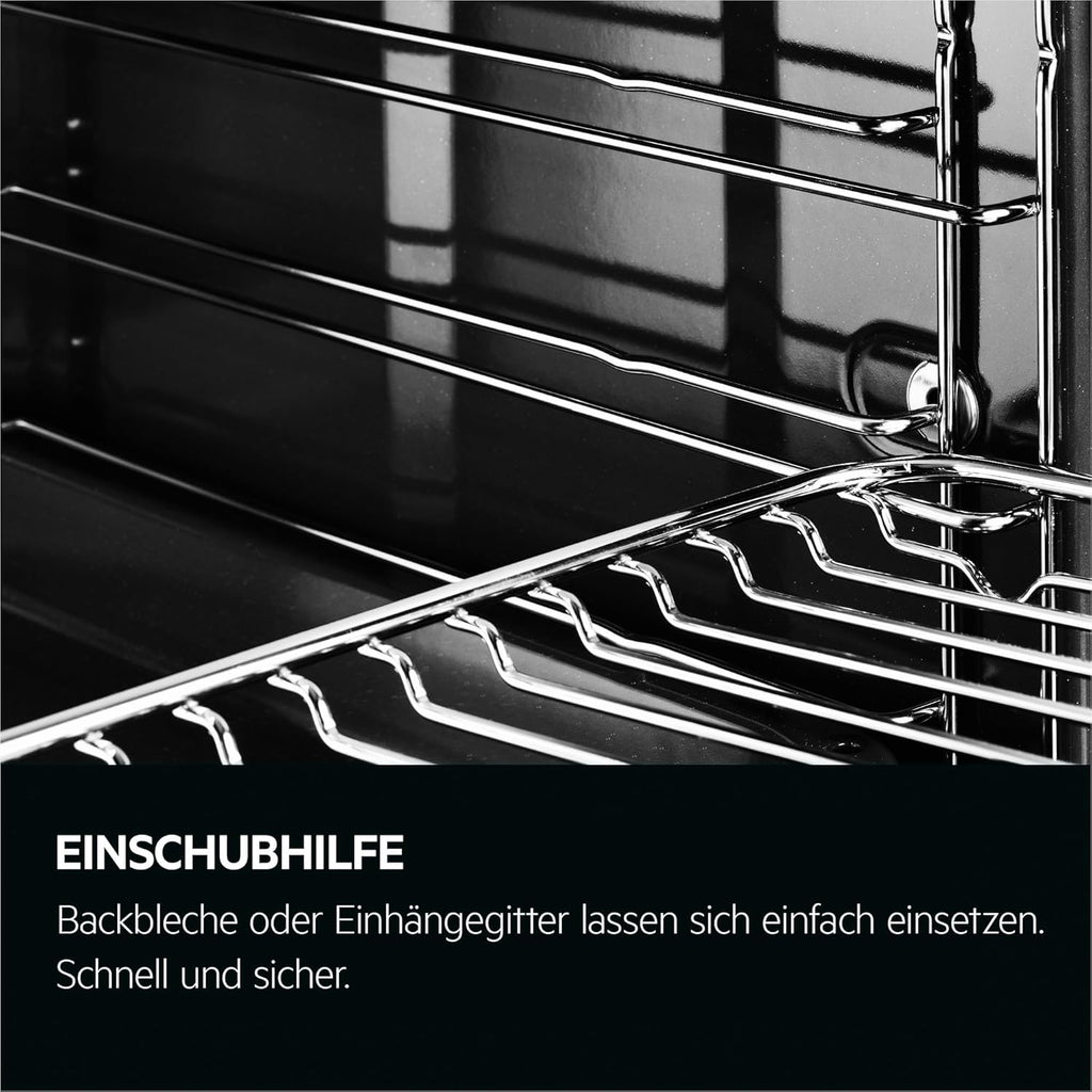 AEG Einbaubackofen – Serie 5 Ringheißluft: Gleichmäßige Garergebnisse auf 3 Ebenen – Pyrolyse Selbstreinigung – 25 Automatikprogramme – LED-Touchdisplay – Schnellaufheizung – Schwarz – BPE53516AB
