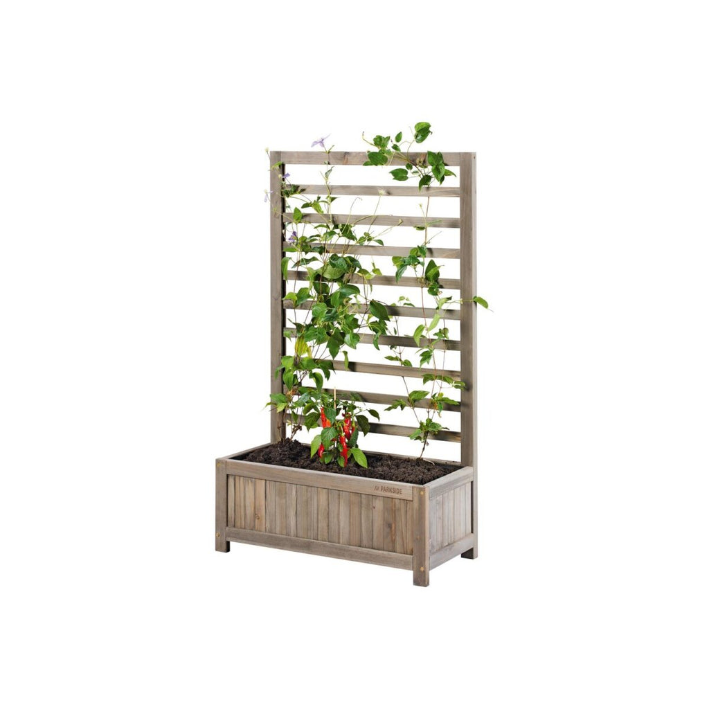 PARKSIDE® Pflanzkasten mit Rankgitter, mit umweltfreundlicher Lasur (Grau) - B-Ware neuwertig