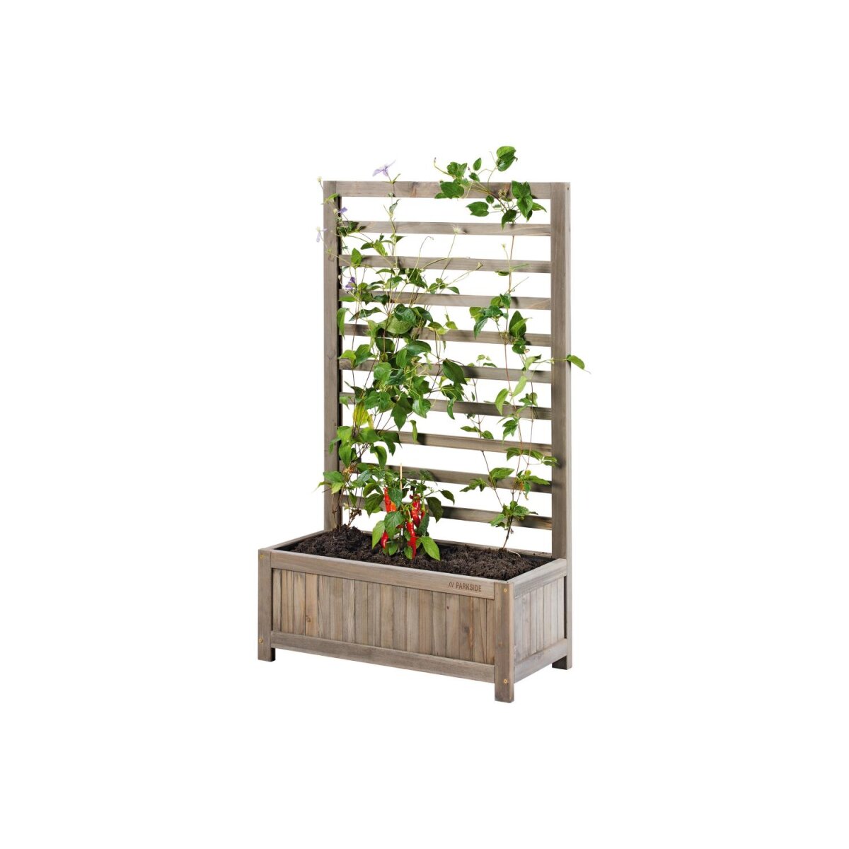 PARKSIDE® Pflanzkasten mit Rankgitter, mit umweltfreundlicher Lasur (Grau) - B-Ware neuwertig