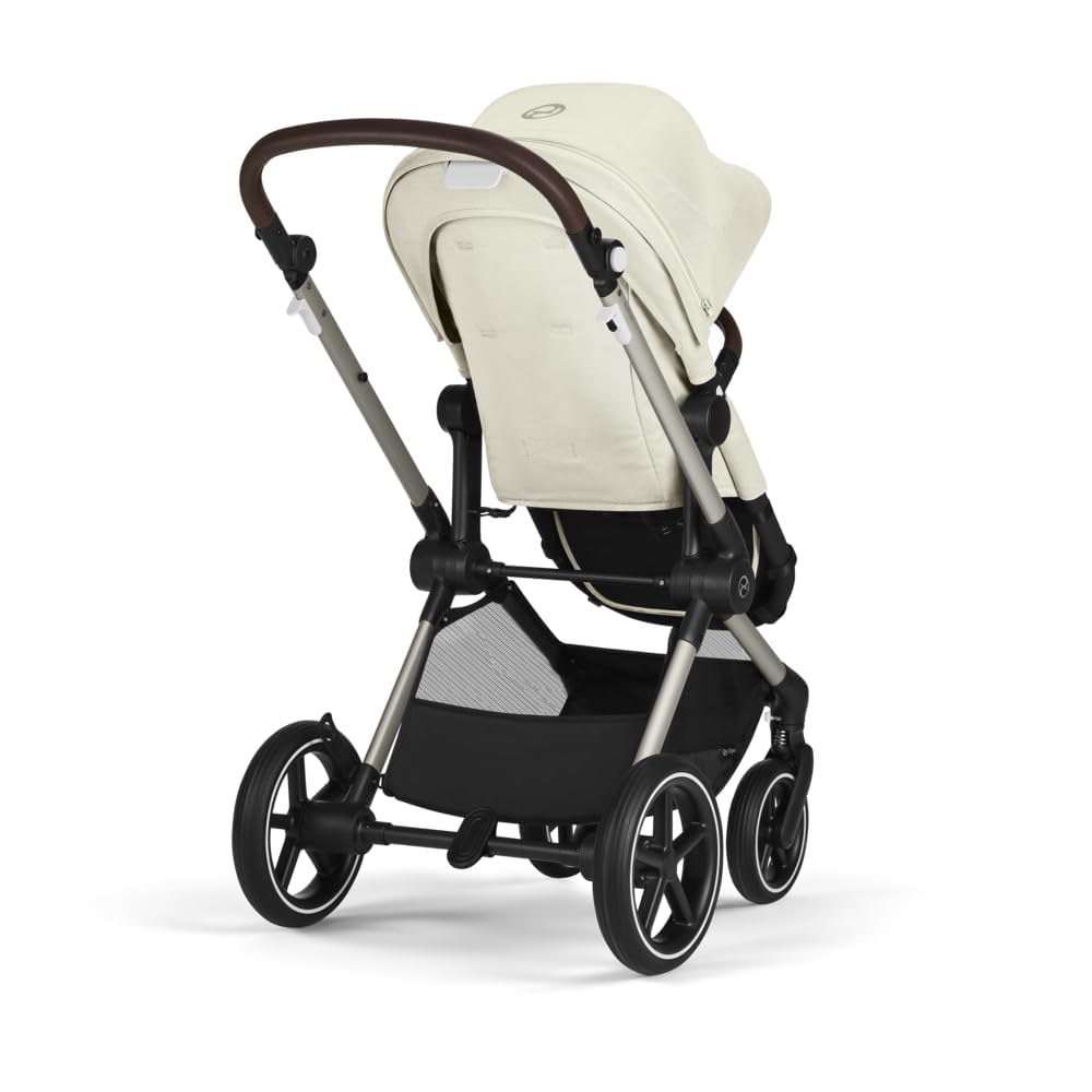 CYBEX Gold Kinderwagen EOS Lux 2-in-1 mit Babyschale Aton B2 i-Size und Babyschalen-Adapter, Reisesystem, Ab Geburt bis 22 kg (ca. 4 Jahre), Moon Black (Schwarz)