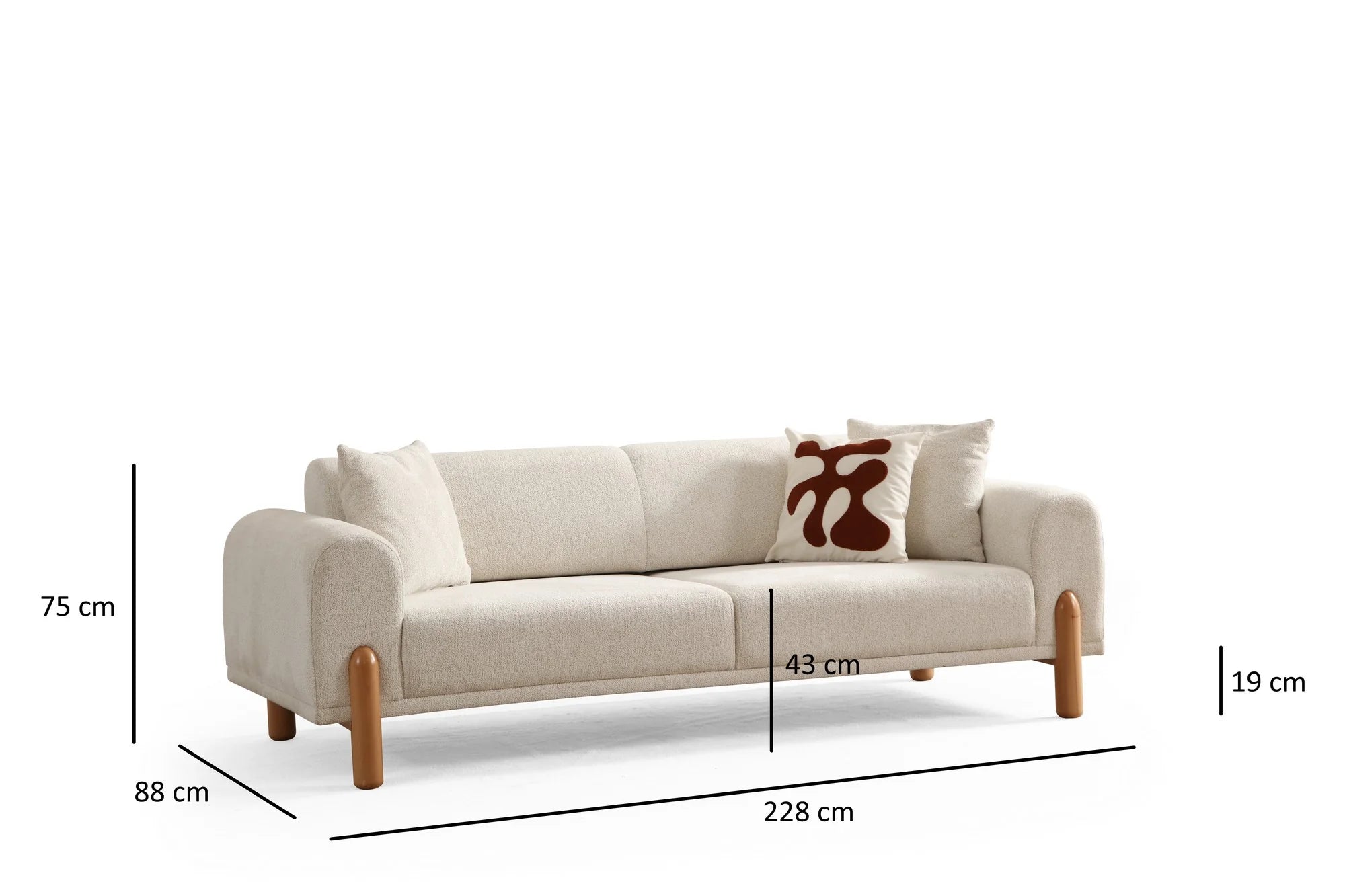 Lyke 3 Sitzer Bettsofa - Sahne