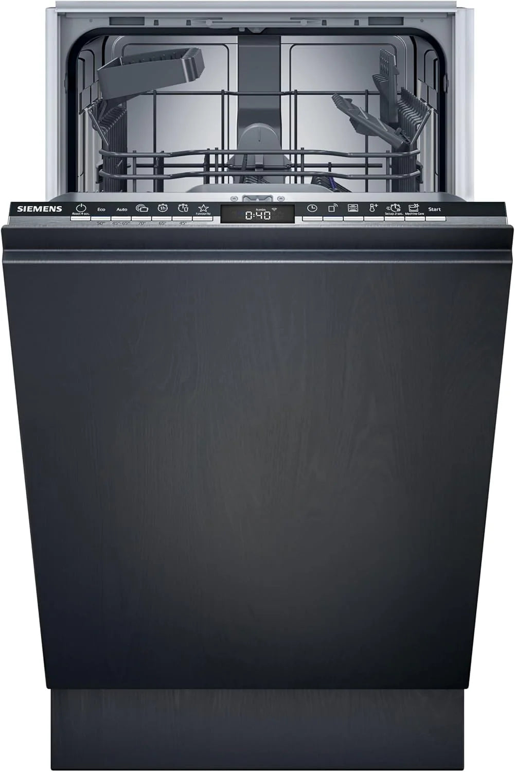 Siemens SR65YX08ME, iQ500 Smarter Geschirrspüler Vollintegriert, 45 cm breit, Besteckschublade, Zeolith, extra leise, aquaStop, automatische Türöffnung nach Programmende, varioSpeed, Innenbeleuchtung